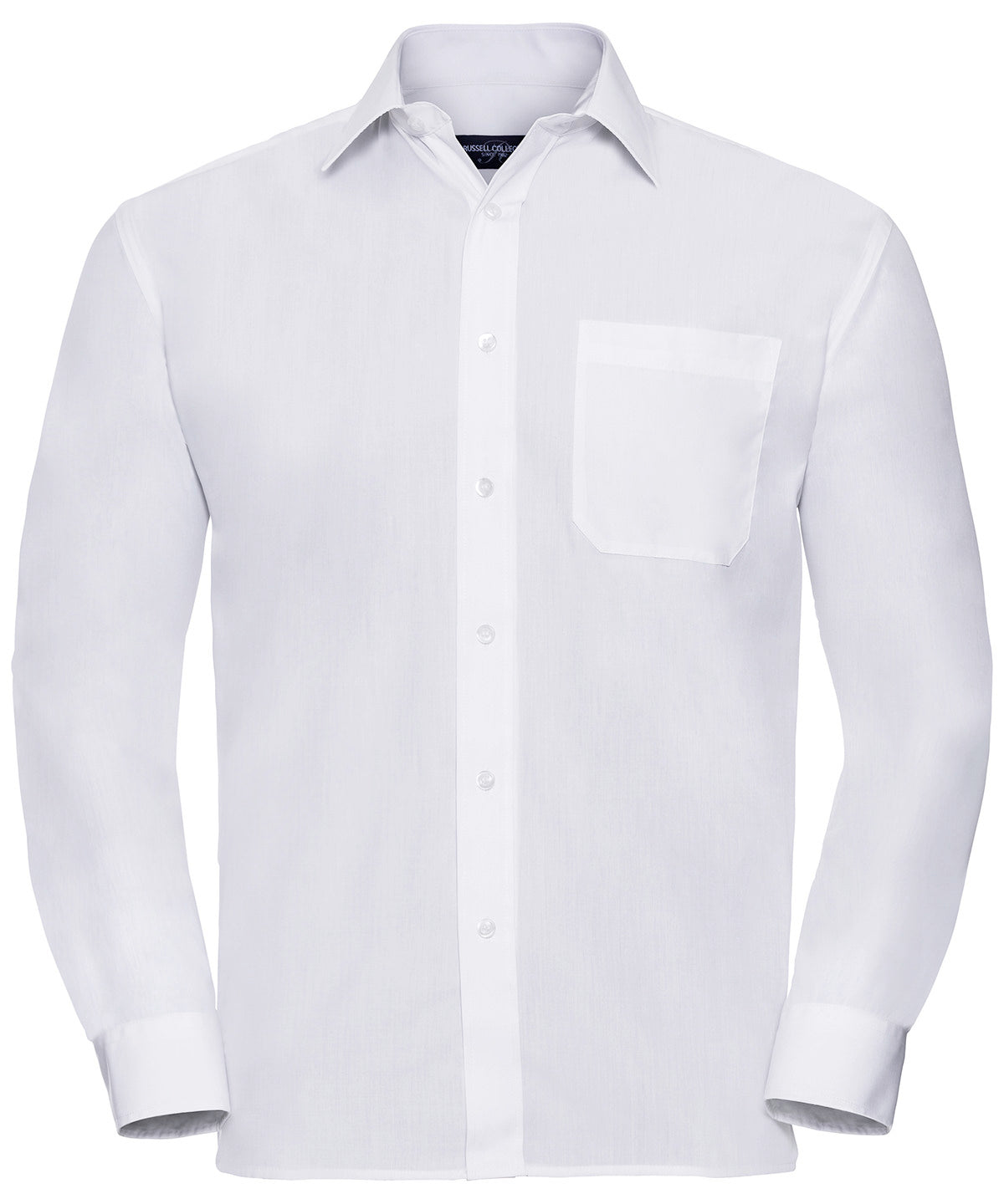 Long sleeve polycotton easycare poplin shirt - White