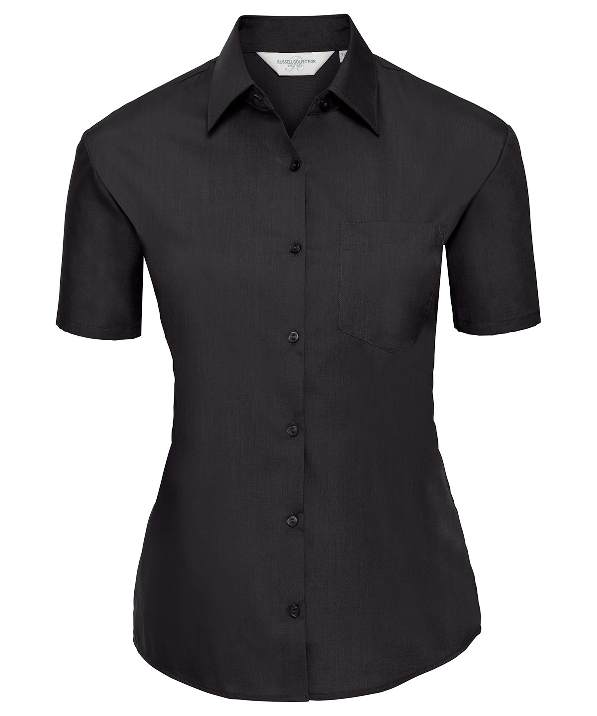 Women's short sleeve polycotton easycare poplin shirt - Black