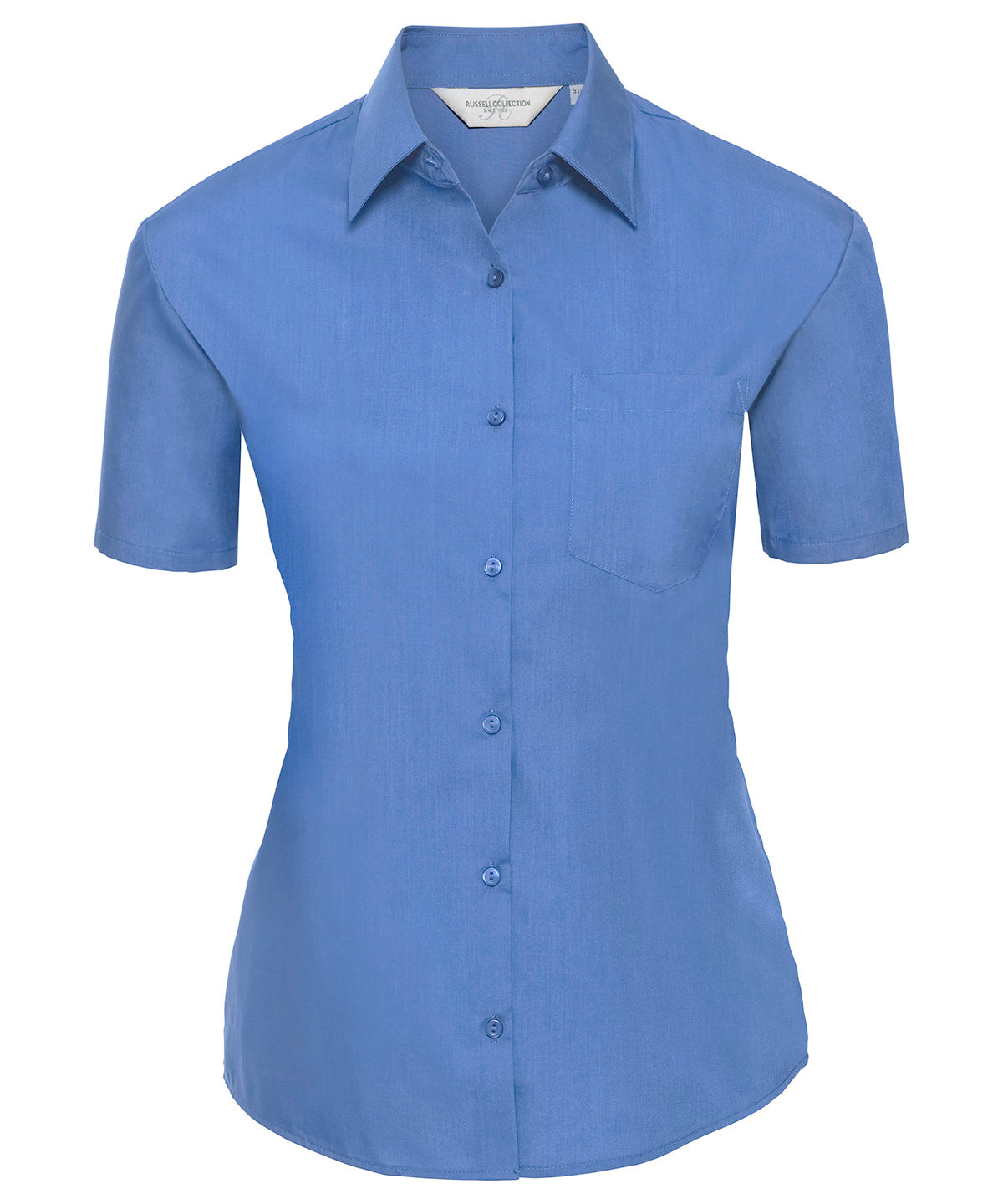 Women's short sleeve polycotton easycare poplin shirt - Corporate Blue