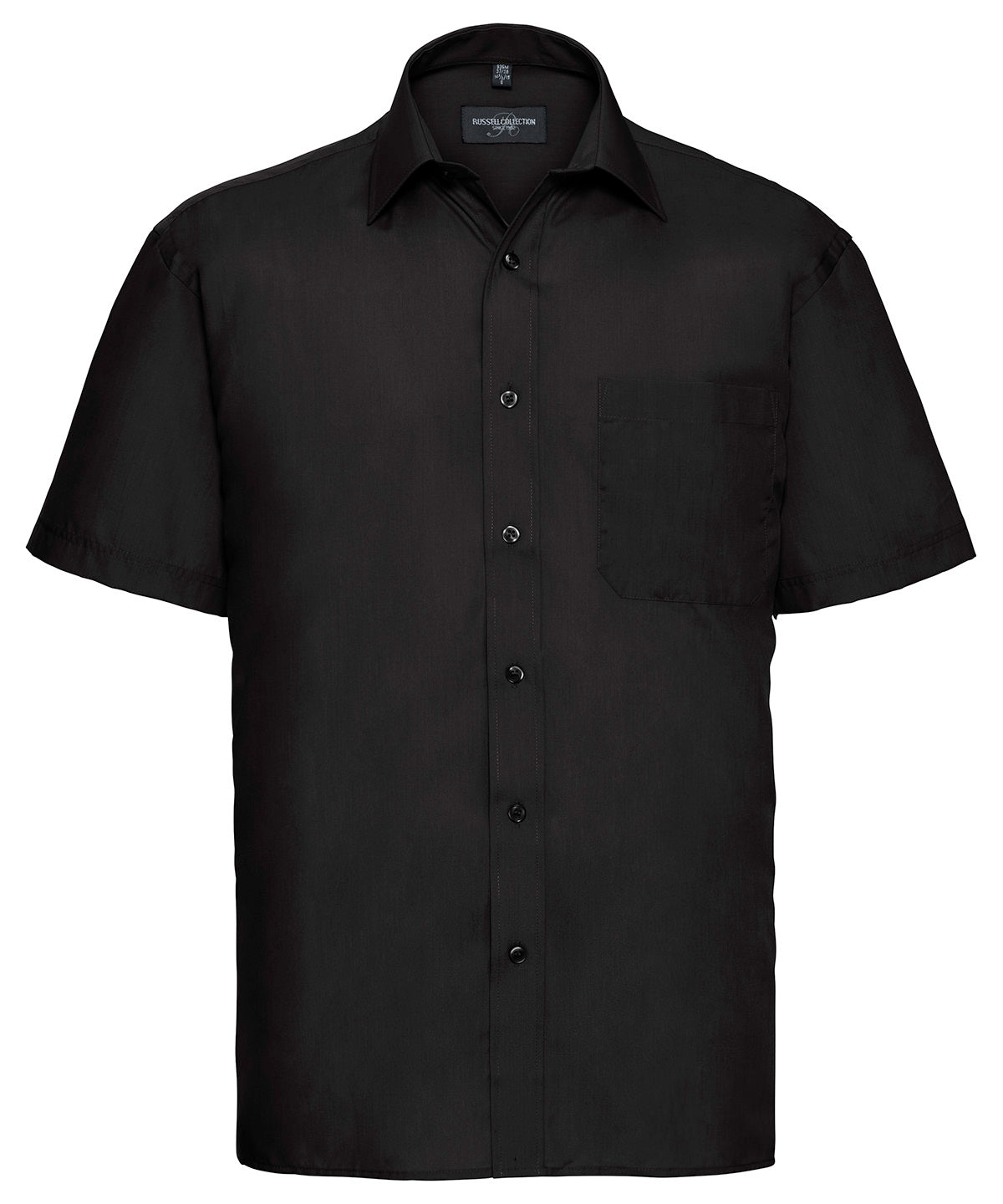 Short sleeve polycotton easycare poplin shirt - Black