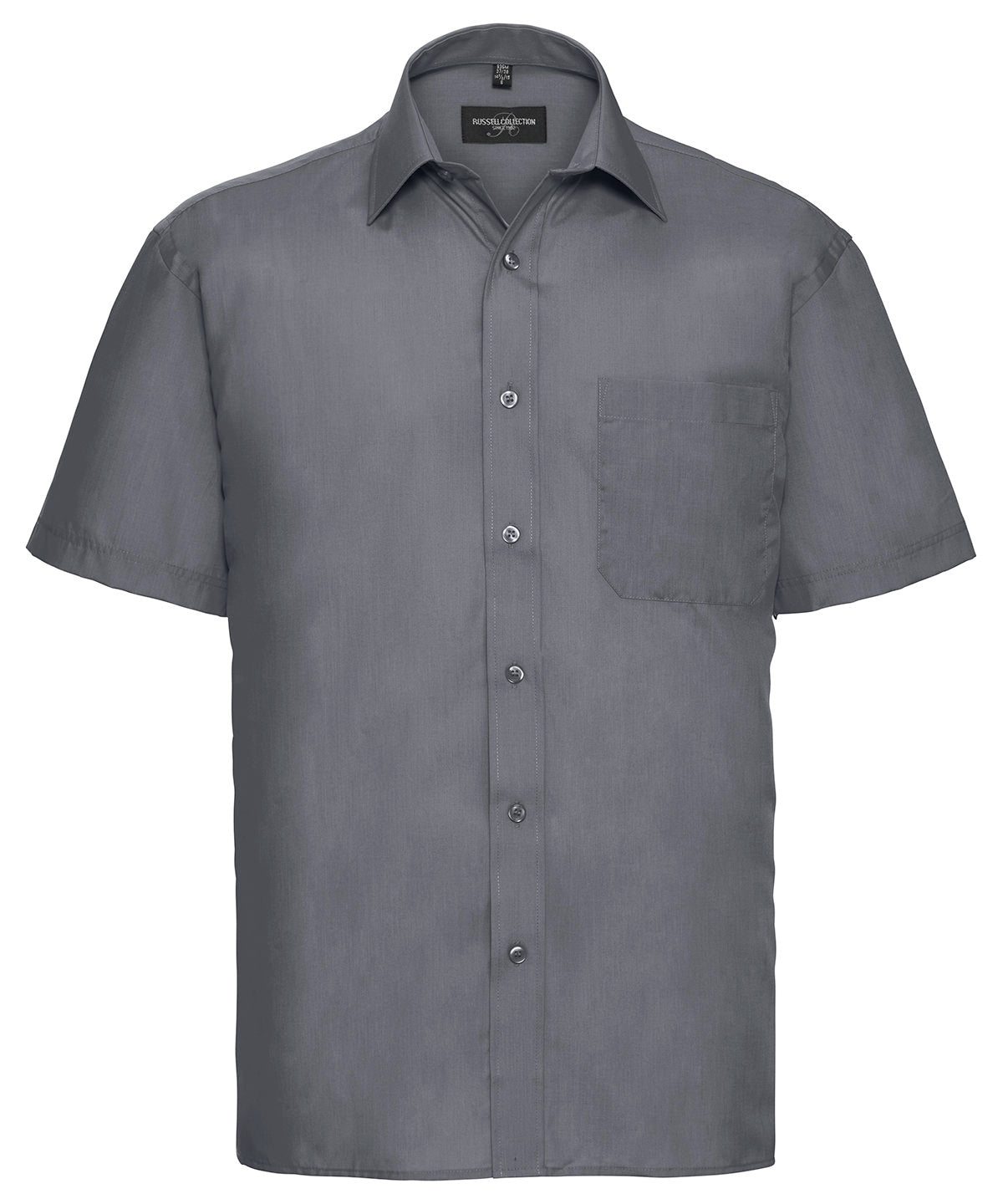 Short sleeve polycotton easycare poplin shirt - Convoy Grey