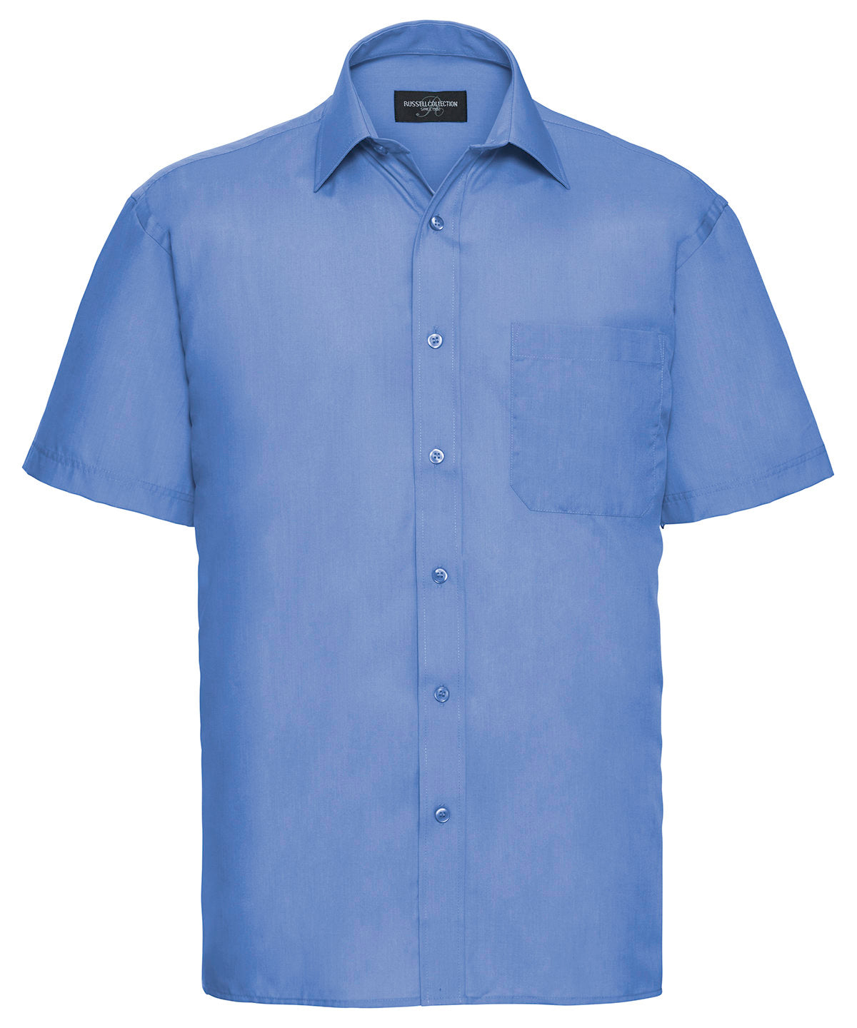 Short sleeve polycotton easycare poplin shirt - Corporate Blue