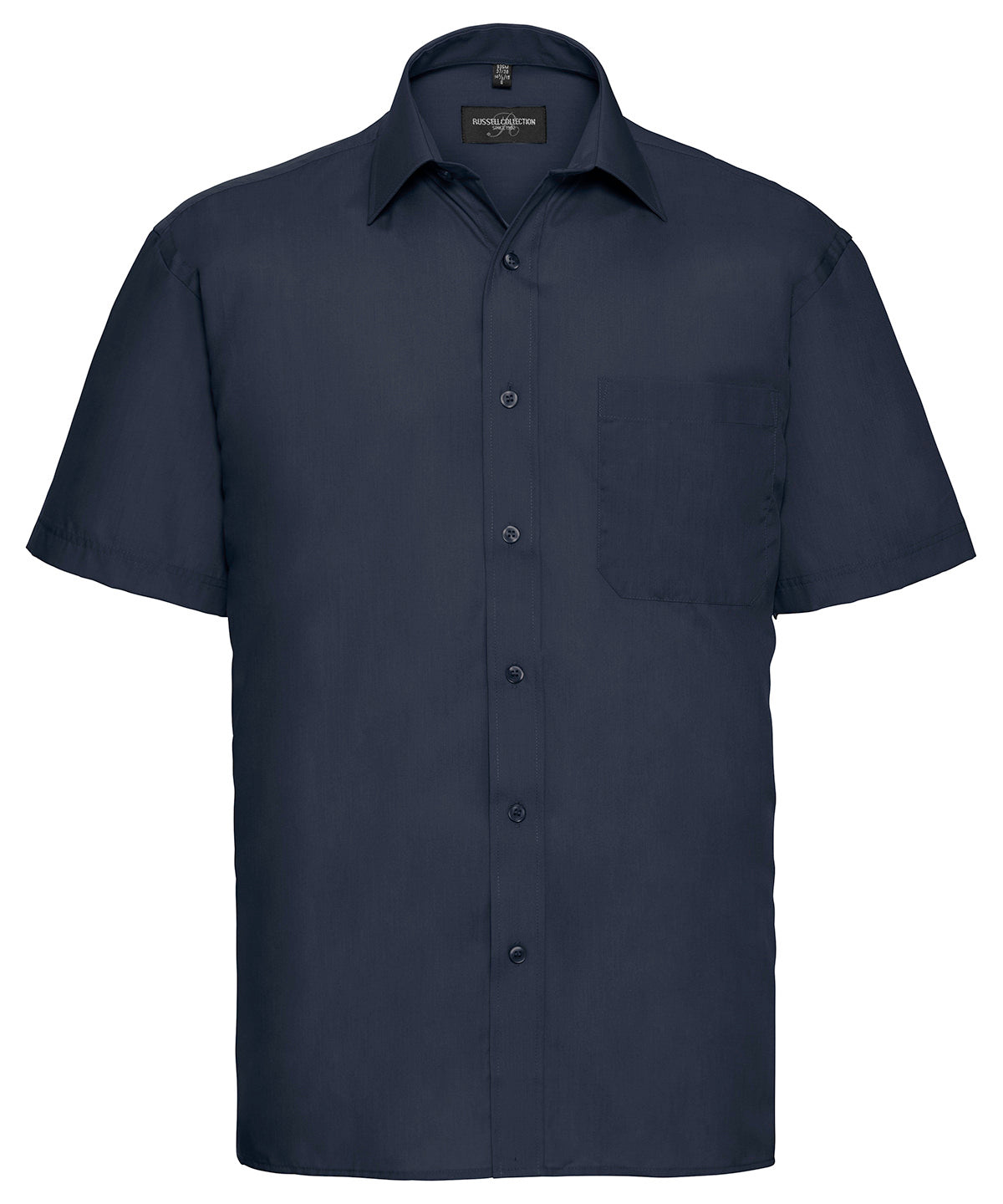 Short sleeve polycotton easycare poplin shirt - French Navy
