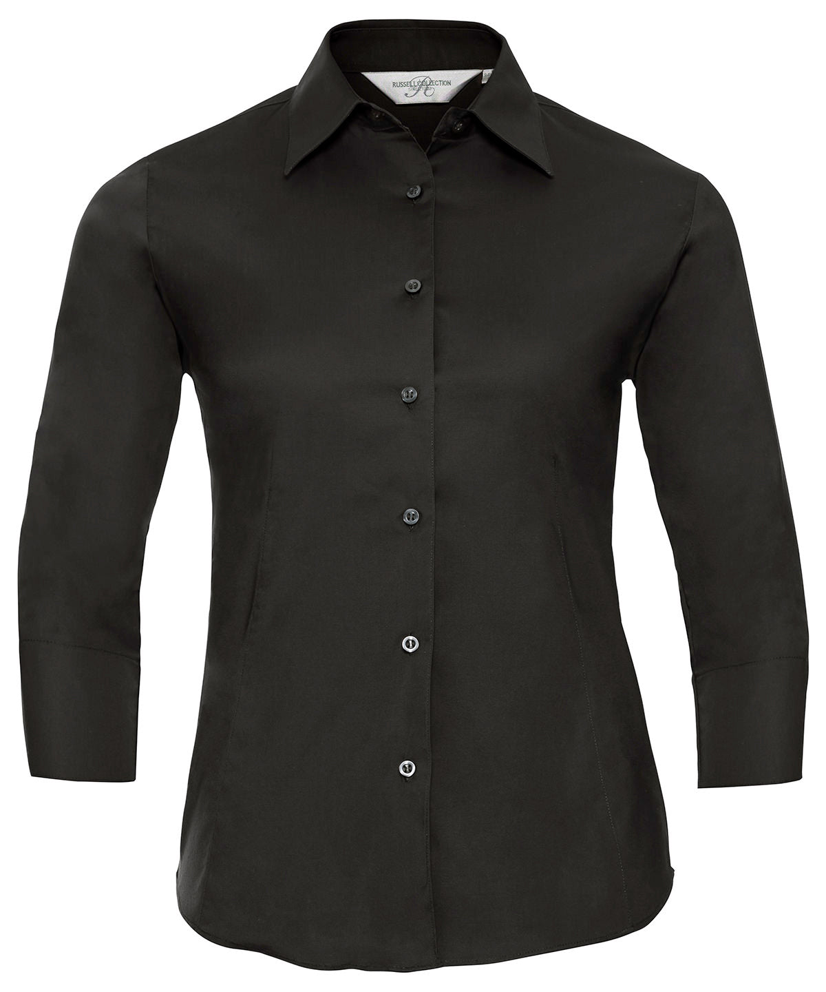 Women's ¾ sleeve easycare fitted shirt - Black