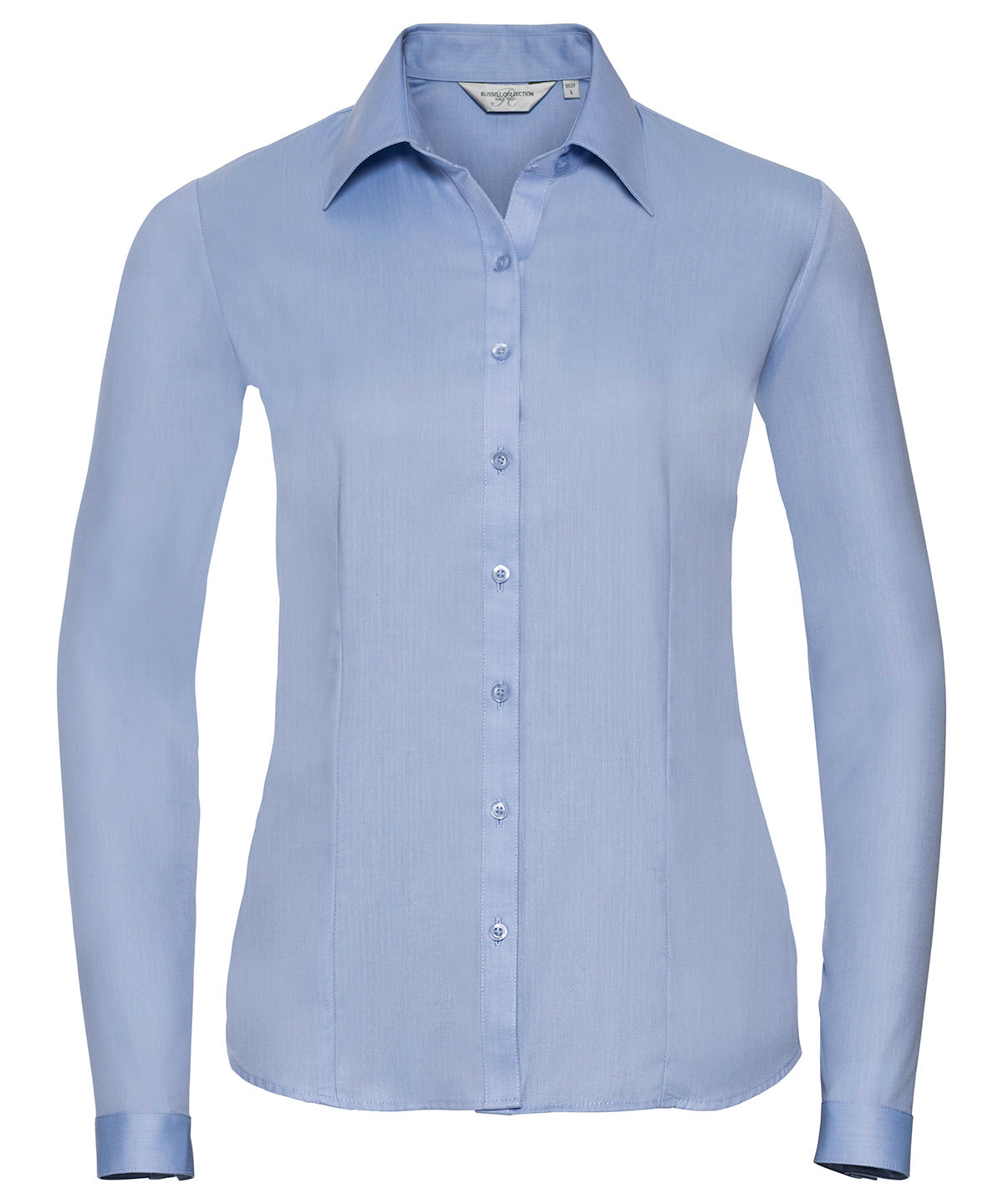 Women's long sleeve herringbone shirt - Light Blue