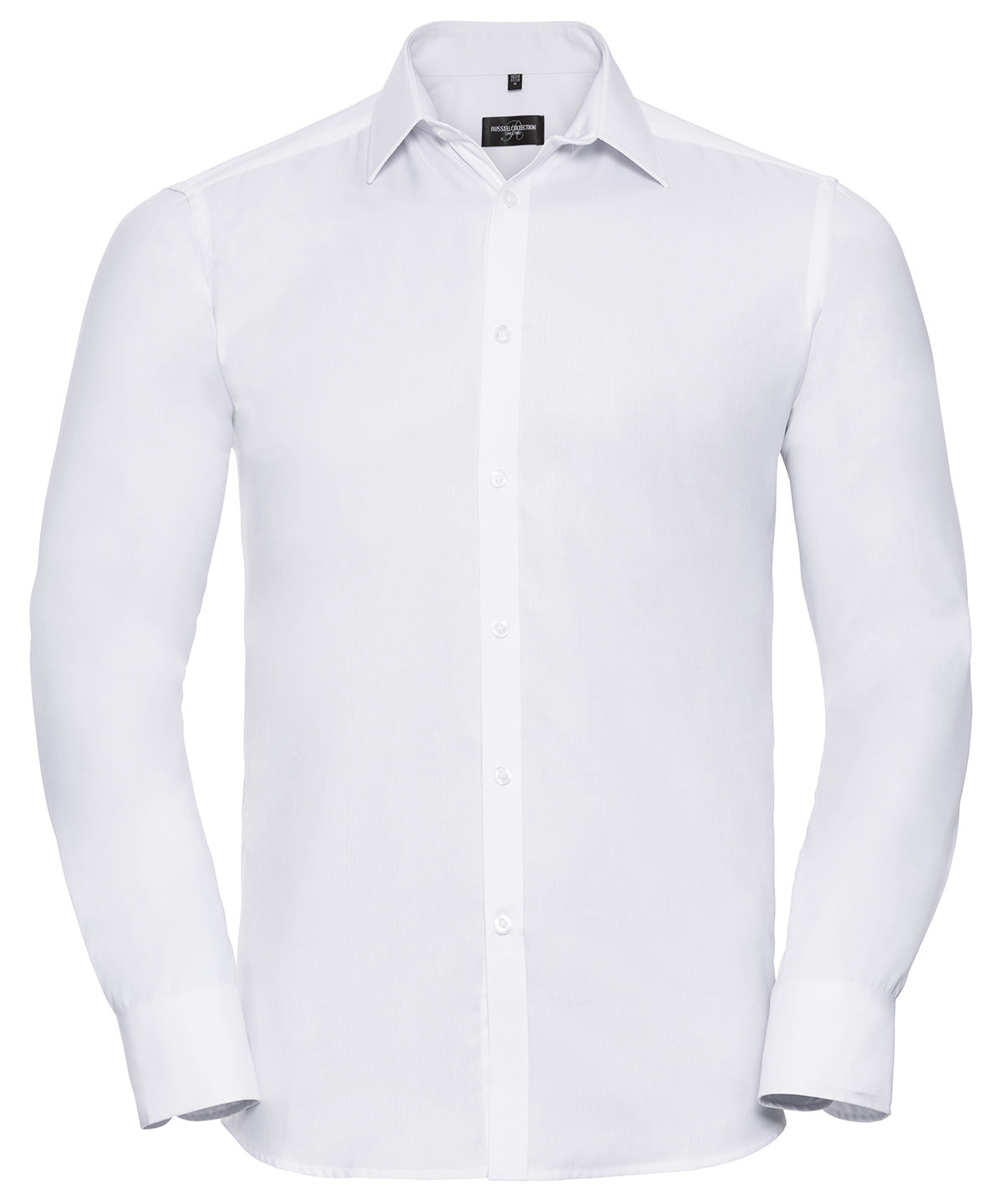 Long sleeve herringbone shirt - White