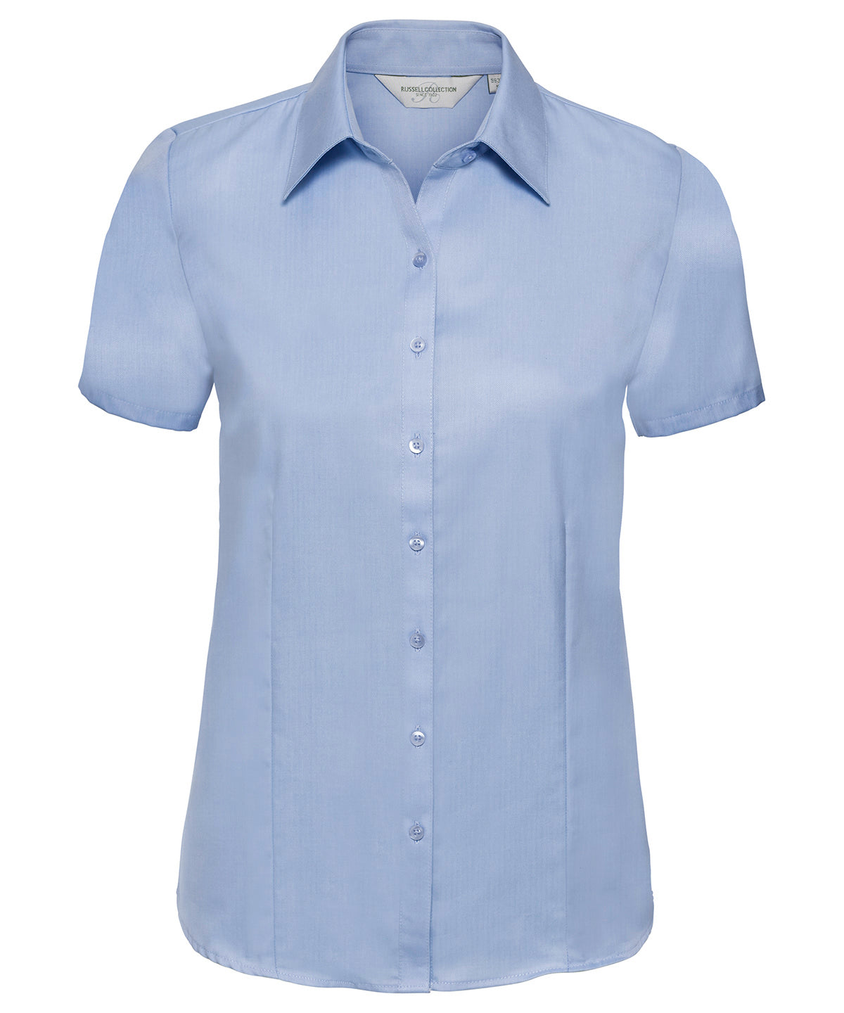 Women's short sleeve herringbone shirt - Light Blue