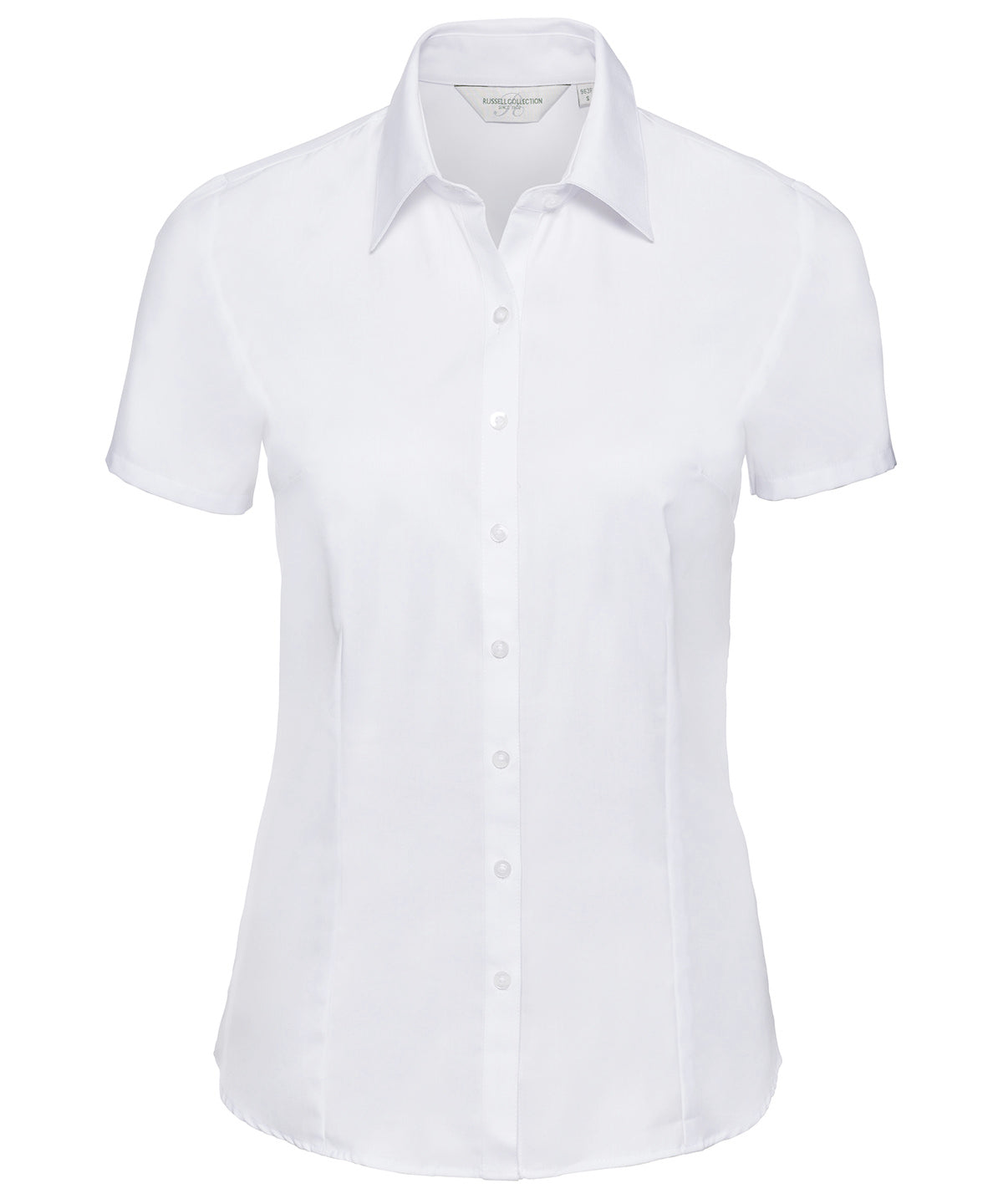 Women's short sleeve herringbone shirt - White