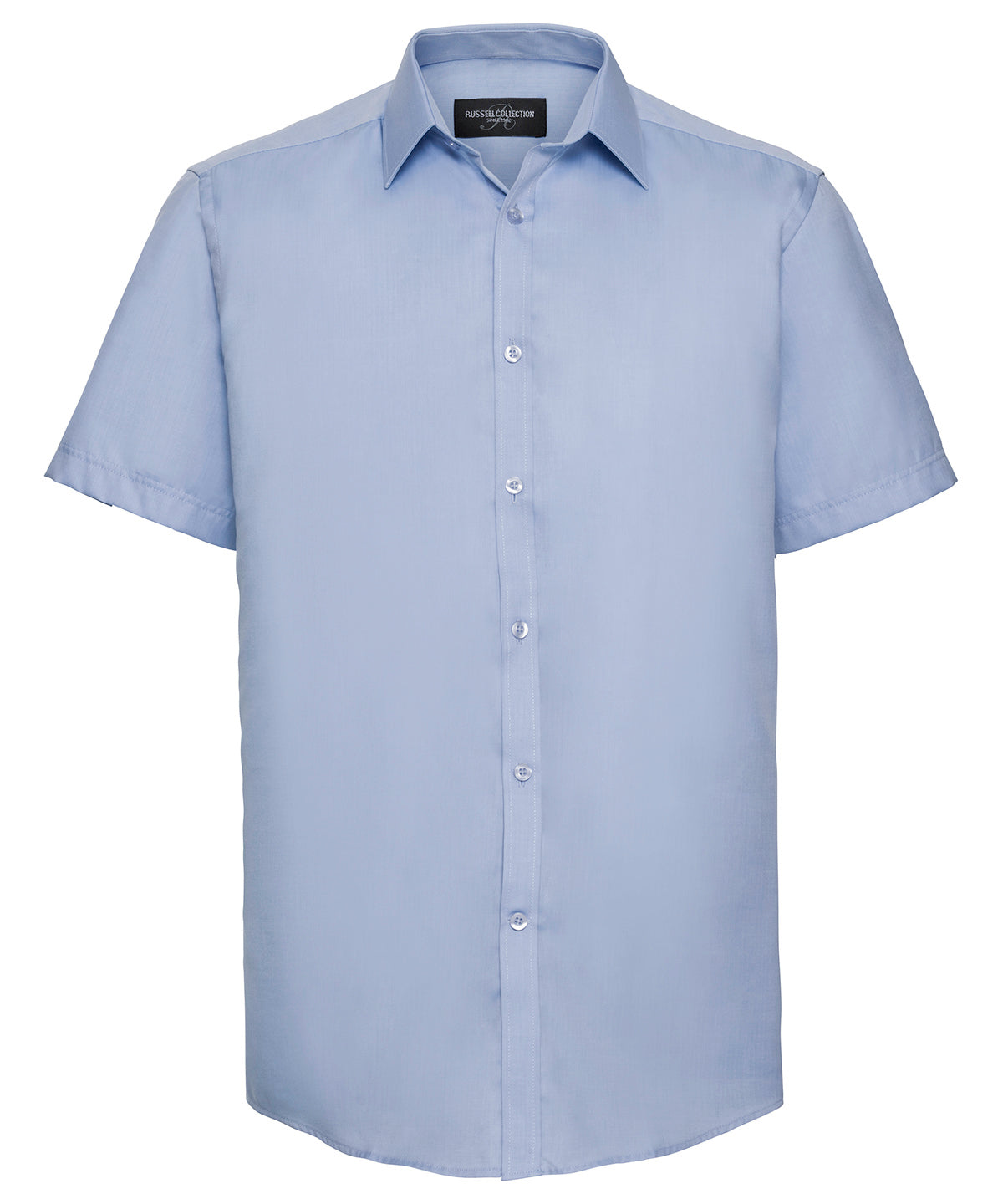 Short sleeve herringbone shirt - Light Blue