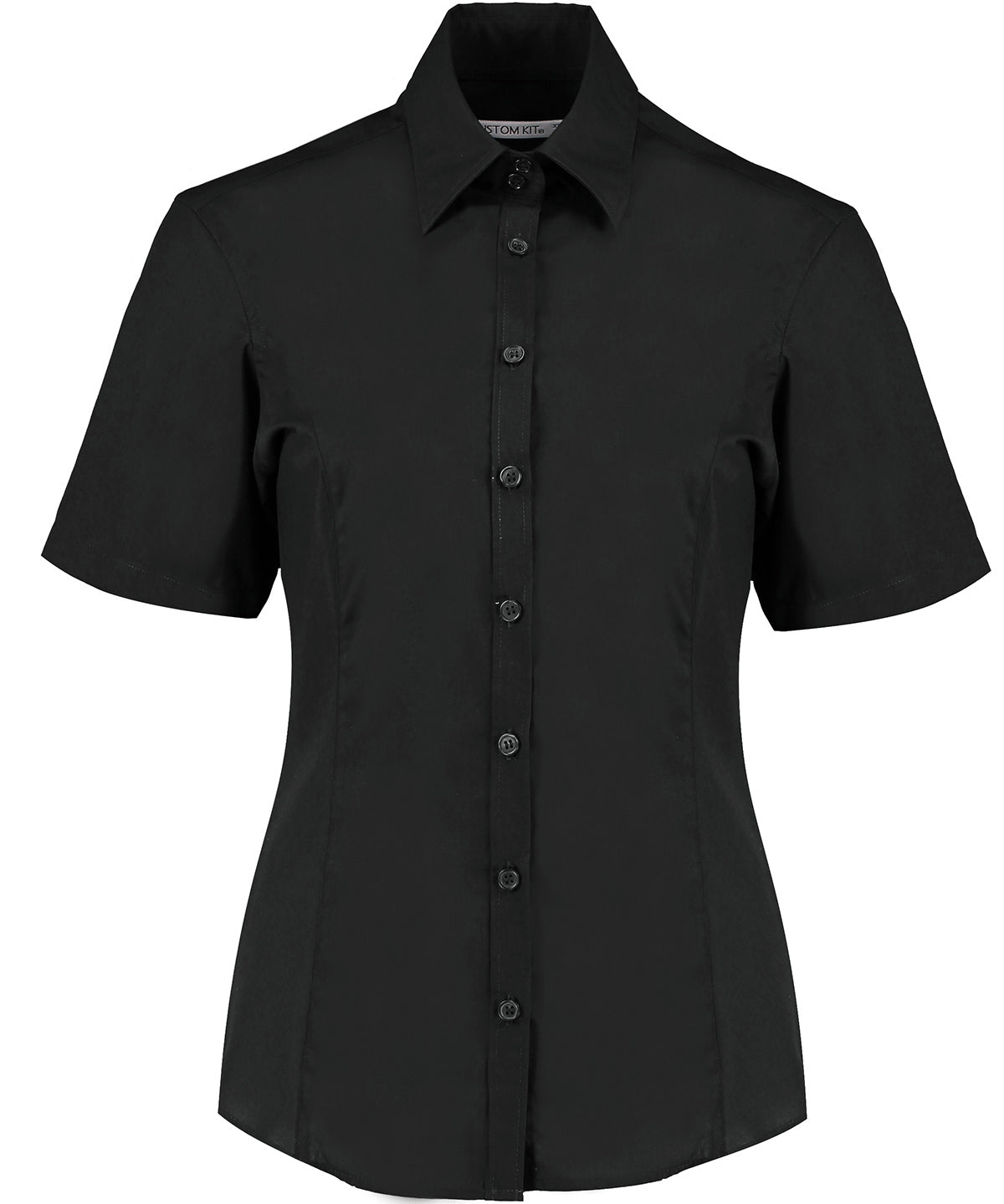 Business blouse short-sleeved (tailored fit) - Black*