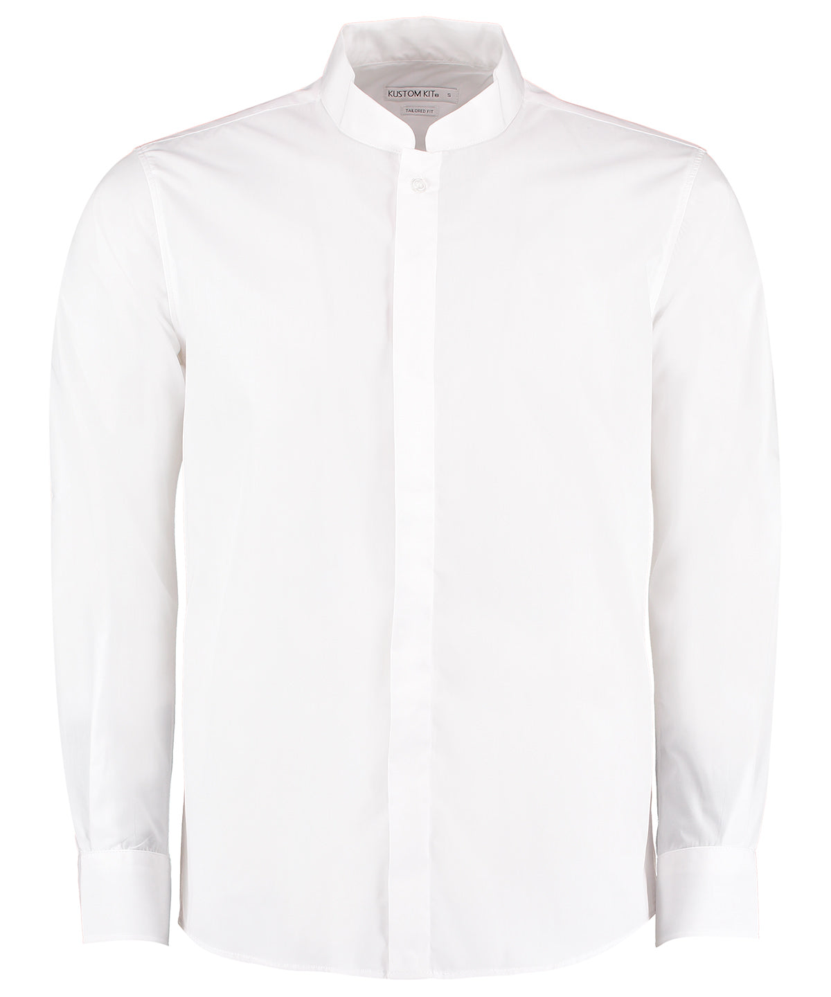 Mandarin collar shirt long-sleeved (tailored fit) - White