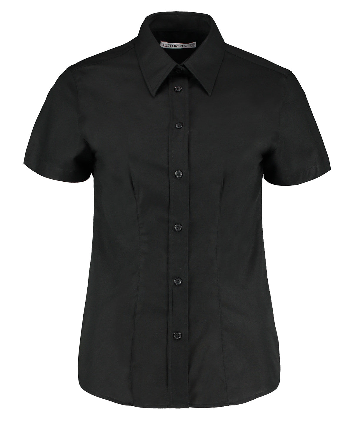 Women's workplace Oxford blouse short-sleeved (tailored fit) - Black
