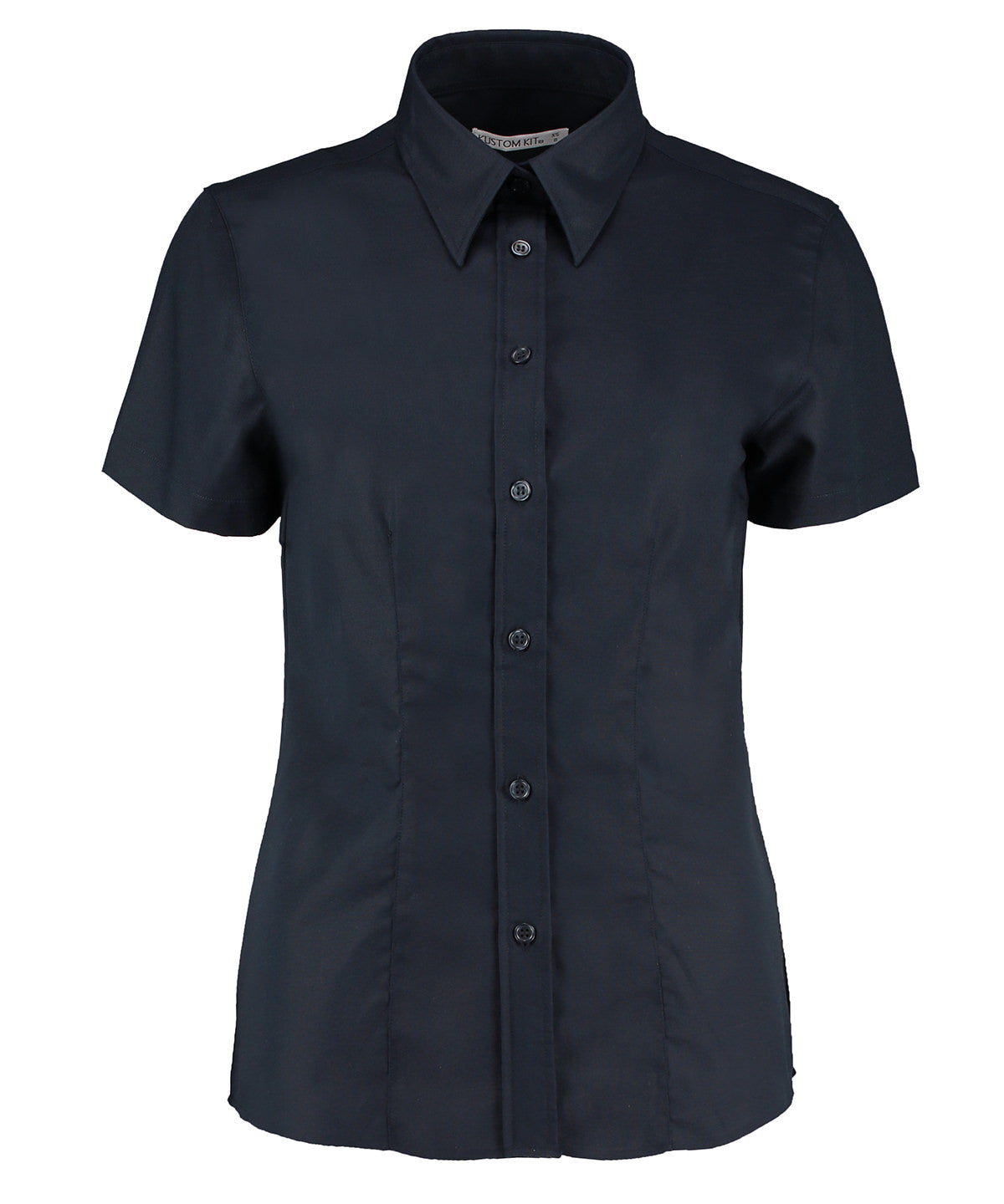 Women's workplace Oxford blouse short-sleeved (tailored fit) - French Navy
