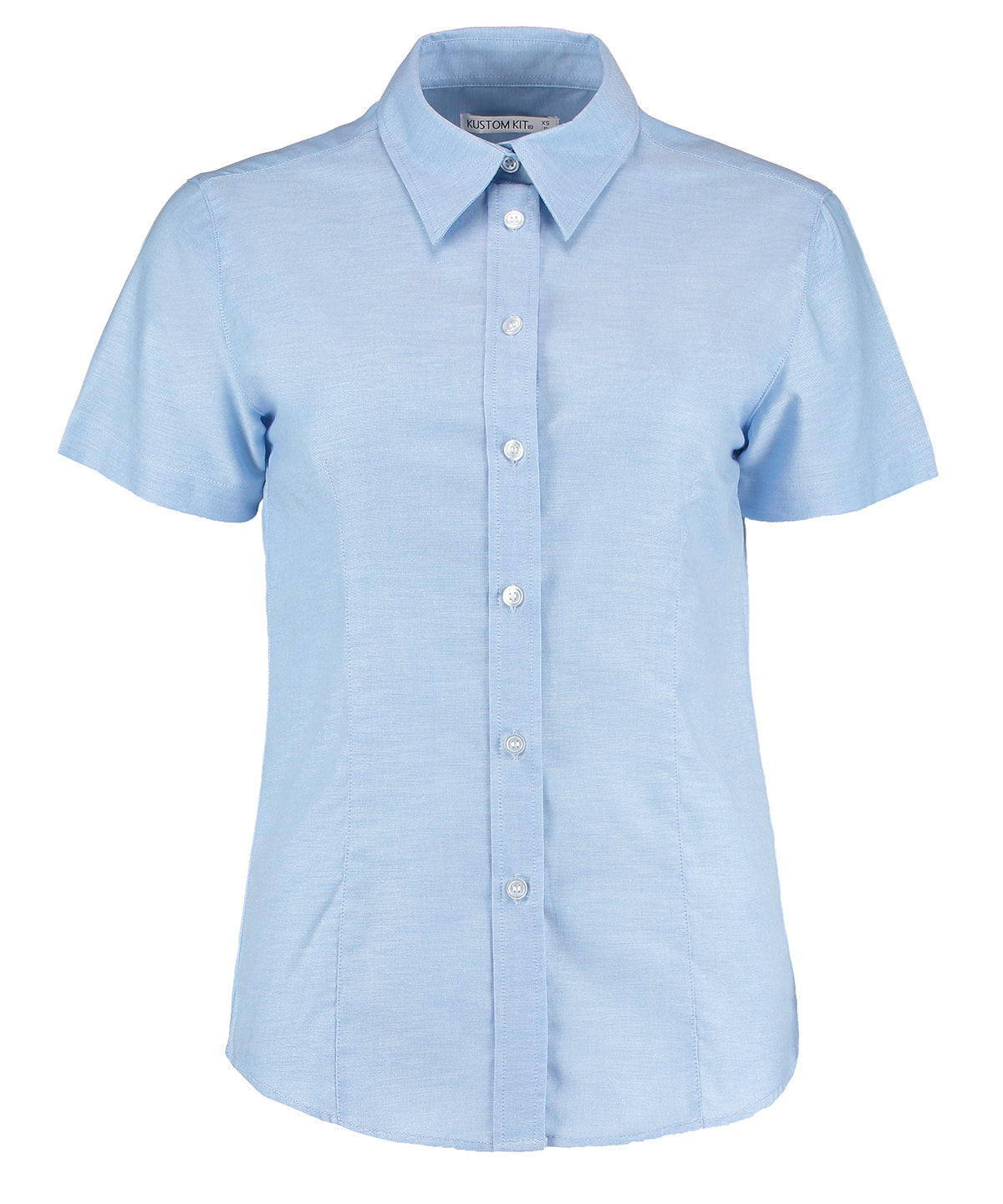 Women's workplace Oxford blouse short-sleeved (tailored fit) - Light Blue*