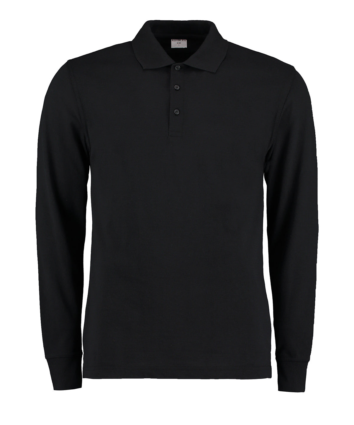 Piqué polo long-sleeved (classic fit) - Black