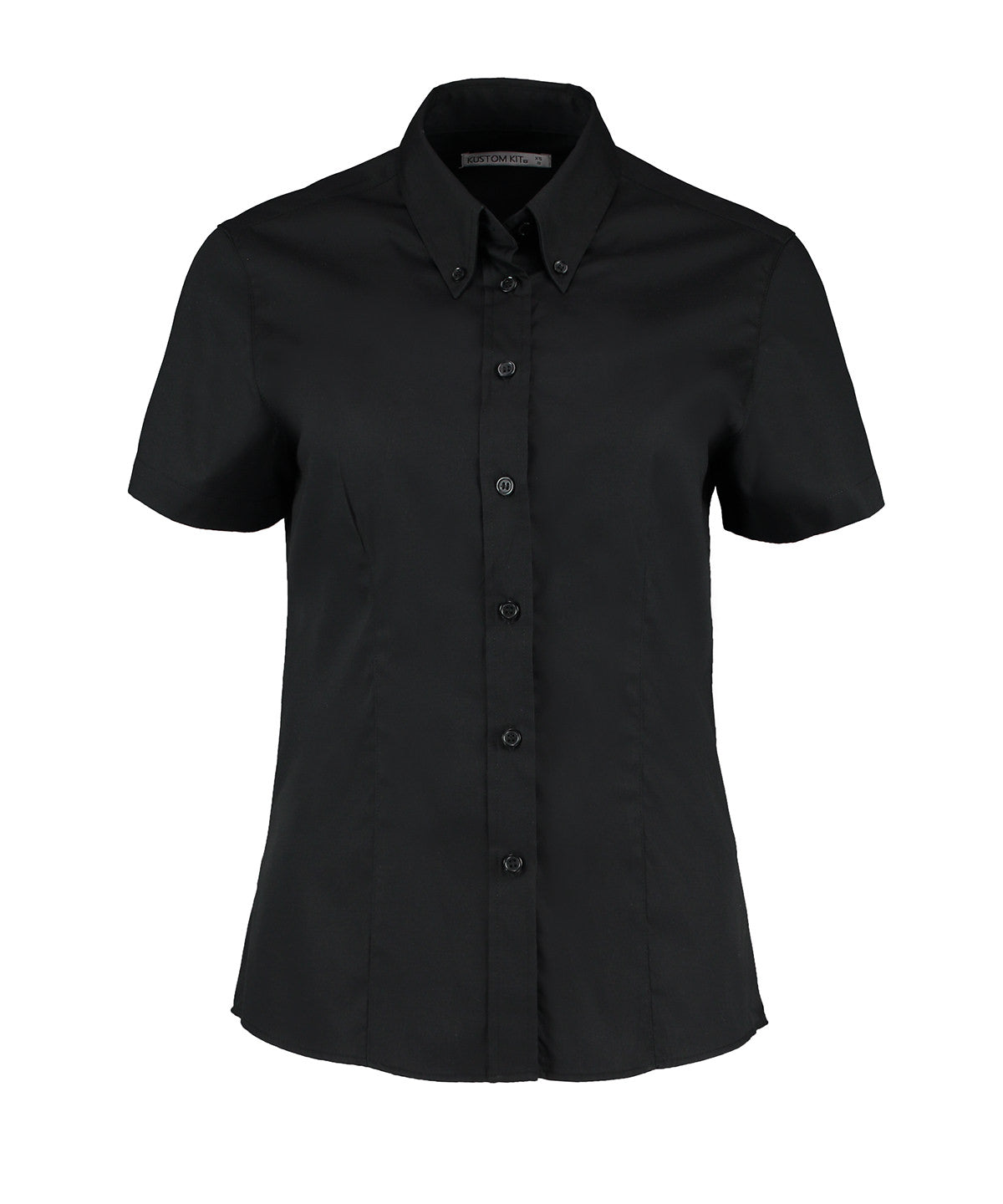 Women's corporate Oxford blouse short-sleeved (tailored fit) - Black*