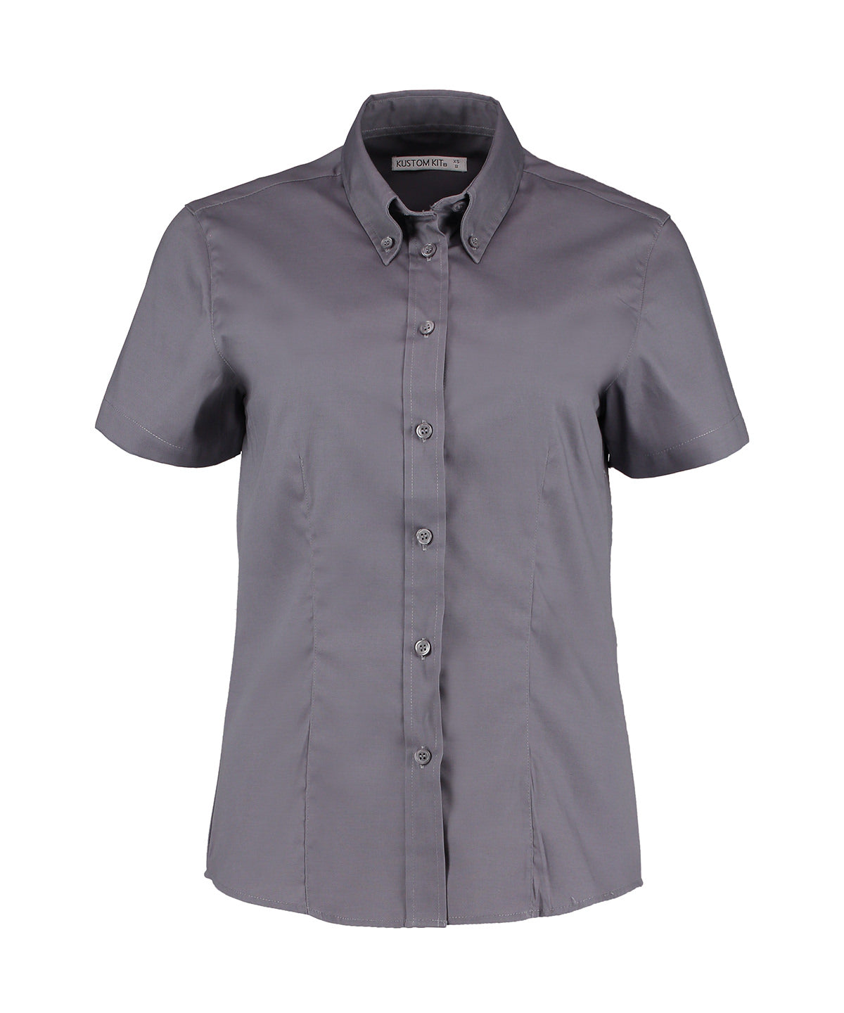 Women's corporate Oxford blouse short-sleeved (tailored fit) - Charcoal