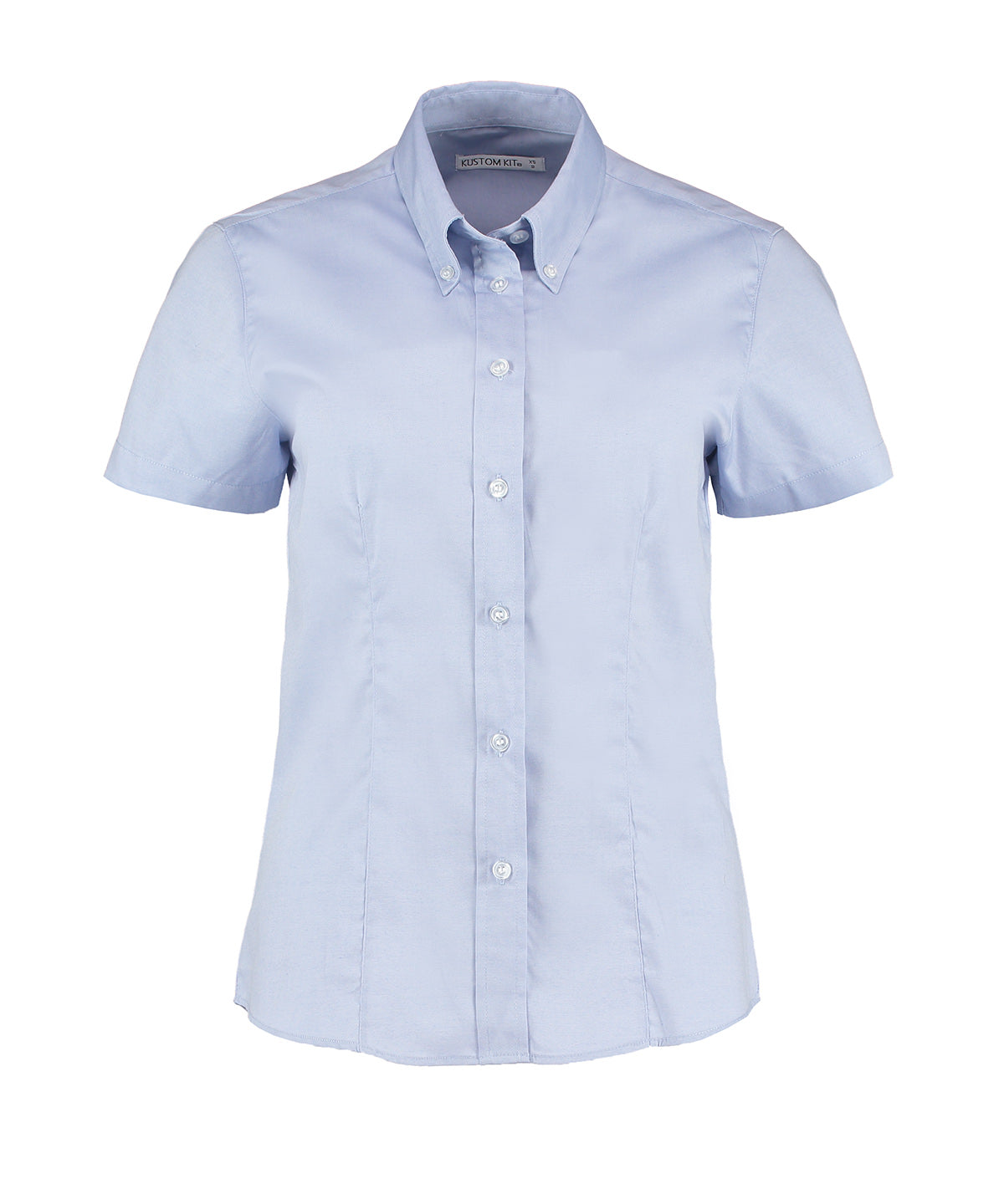 Women's corporate Oxford blouse short-sleeved (tailored fit) - Light Blue*