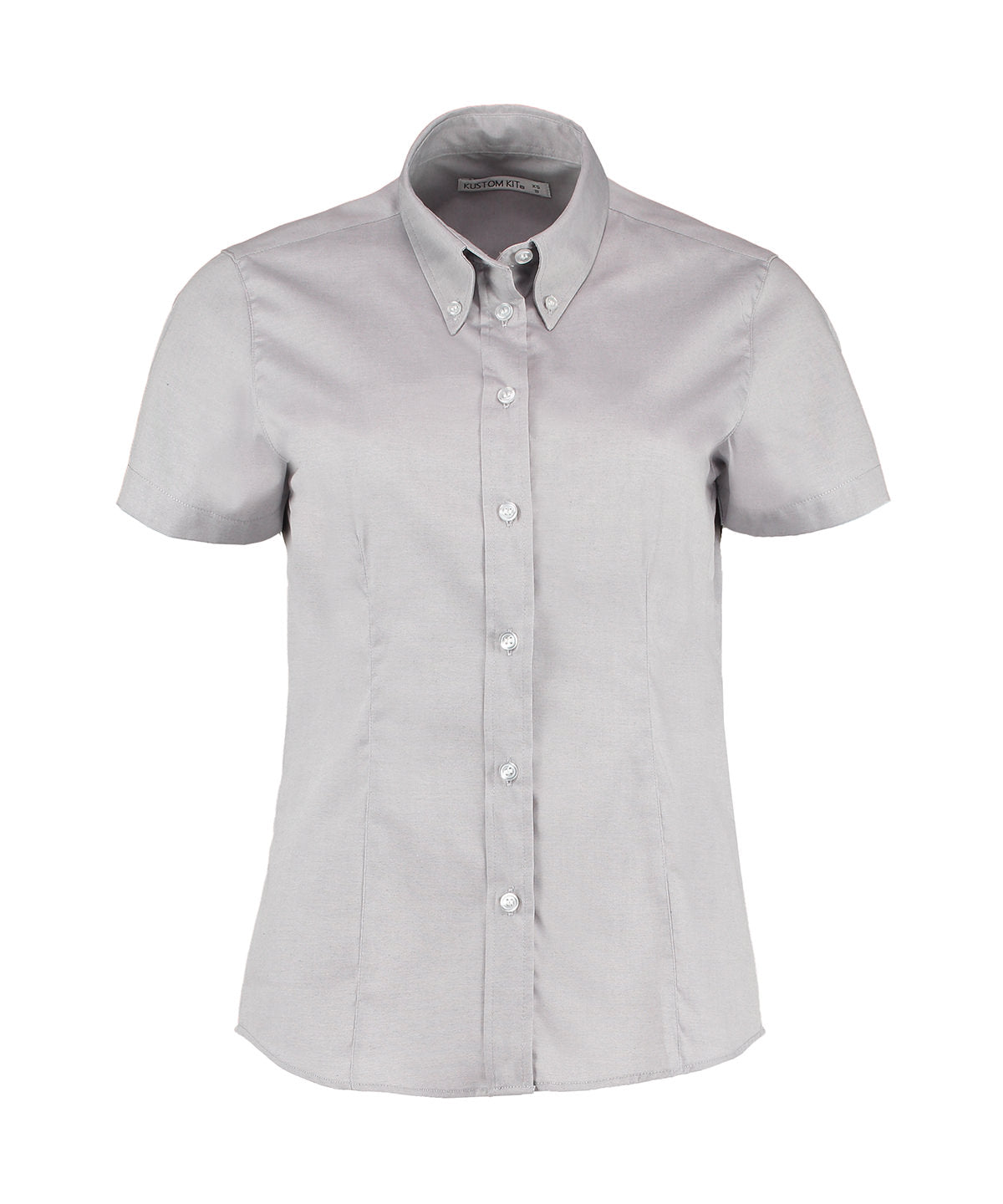 Women's corporate Oxford blouse short-sleeved (tailored fit) - Silver Grey