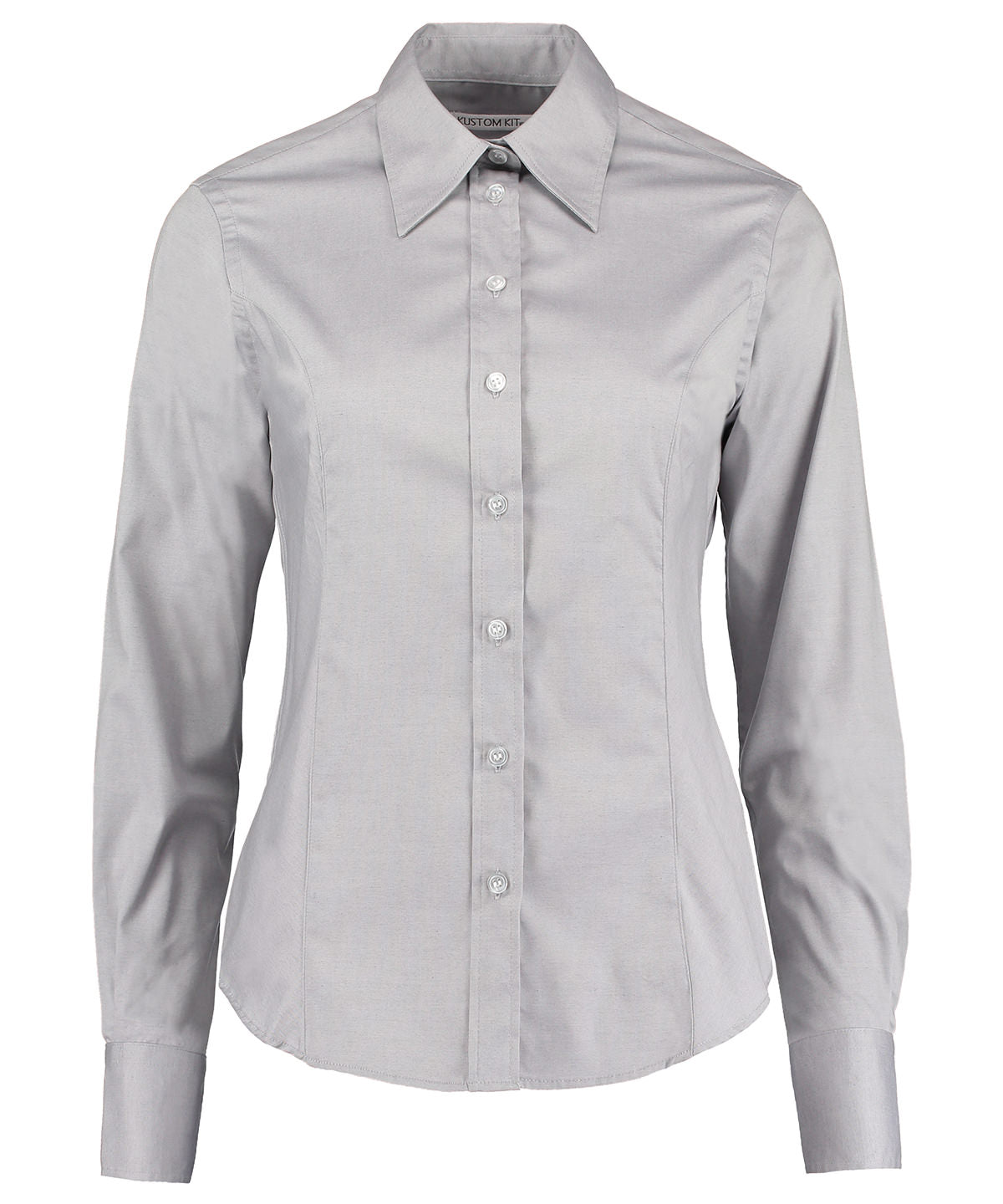 Women's corporate Oxford blouse long-sleeved (tailored fit) - Silver Grey