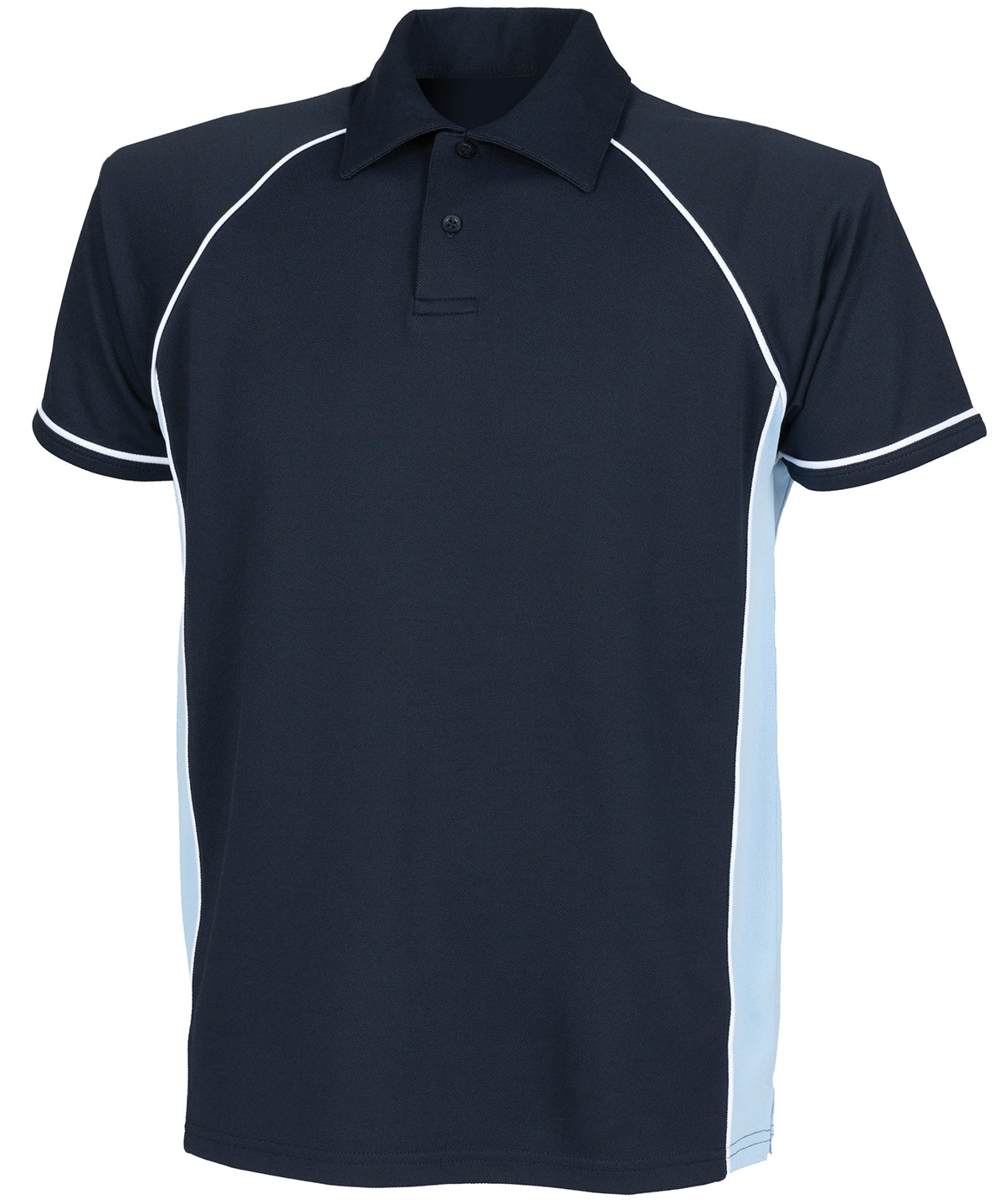 Kids piped performance polo - Navy/Sky/White
