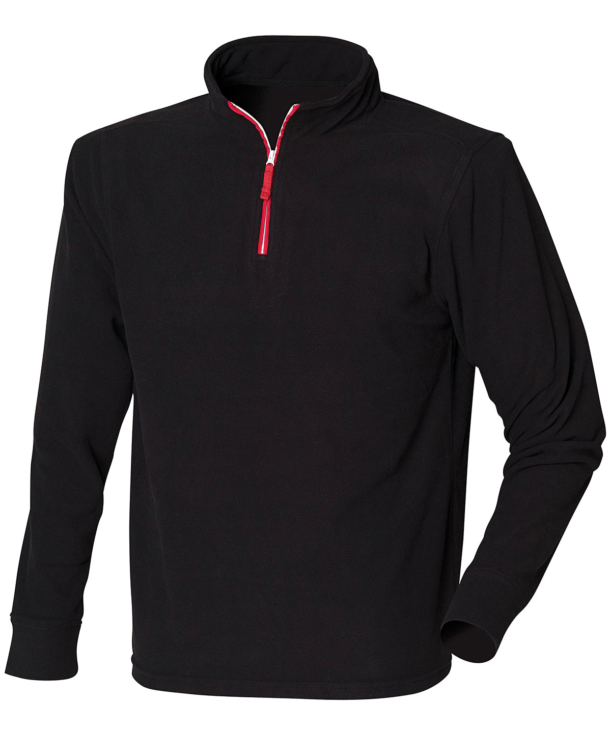 ¼ zip long sleeve fleece piped - Black/Red/White