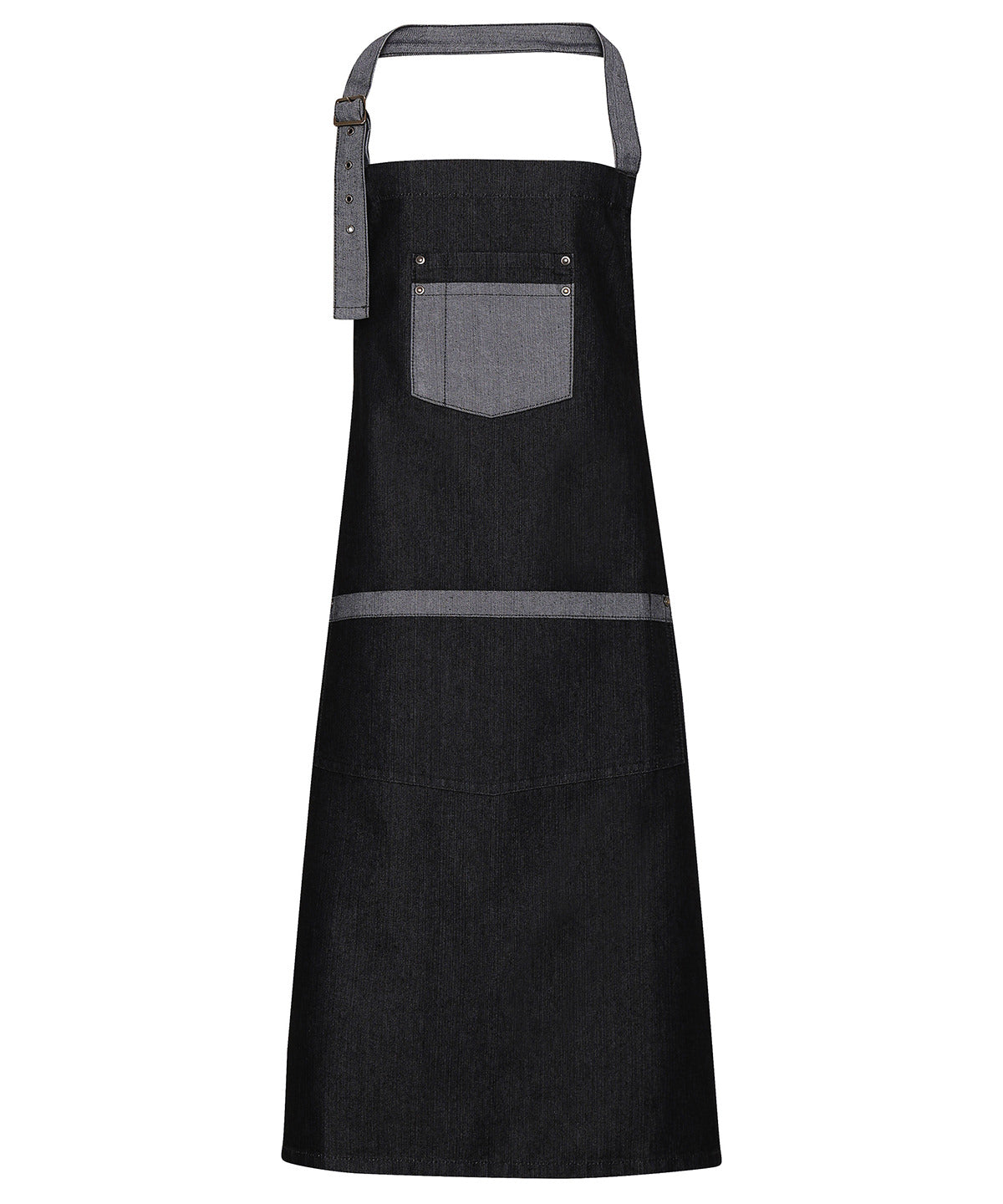 Domain contrast denim bib apron - Black Denim