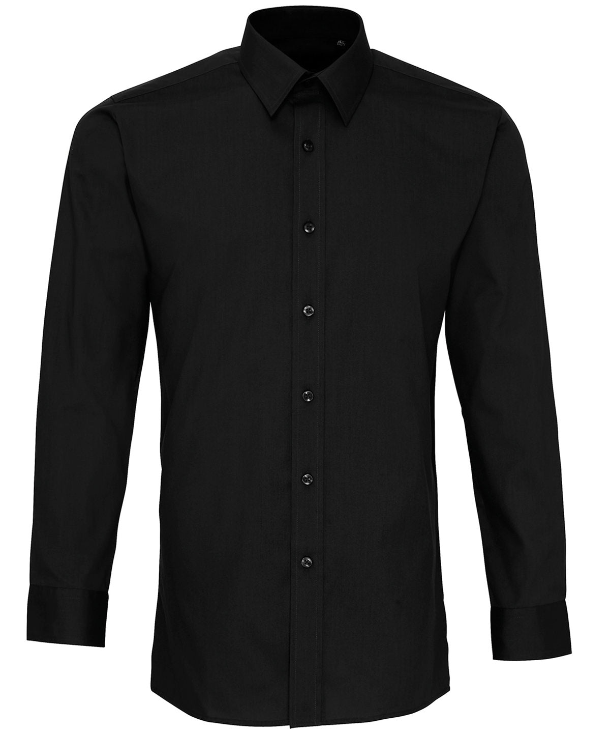 Poplin fitted long sleeve shirt - Black