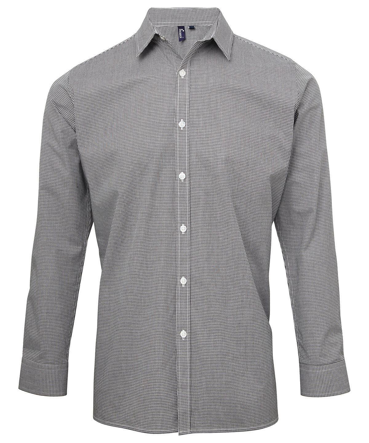Microcheck (Gingham) long sleeve cotton shirt - Black/White