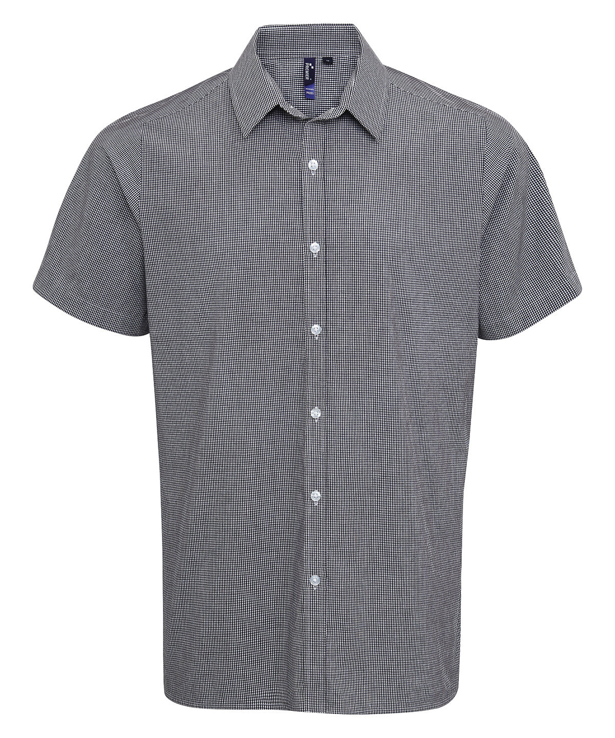 Microcheck (Gingham) short sleeve cotton shirt - Black/White