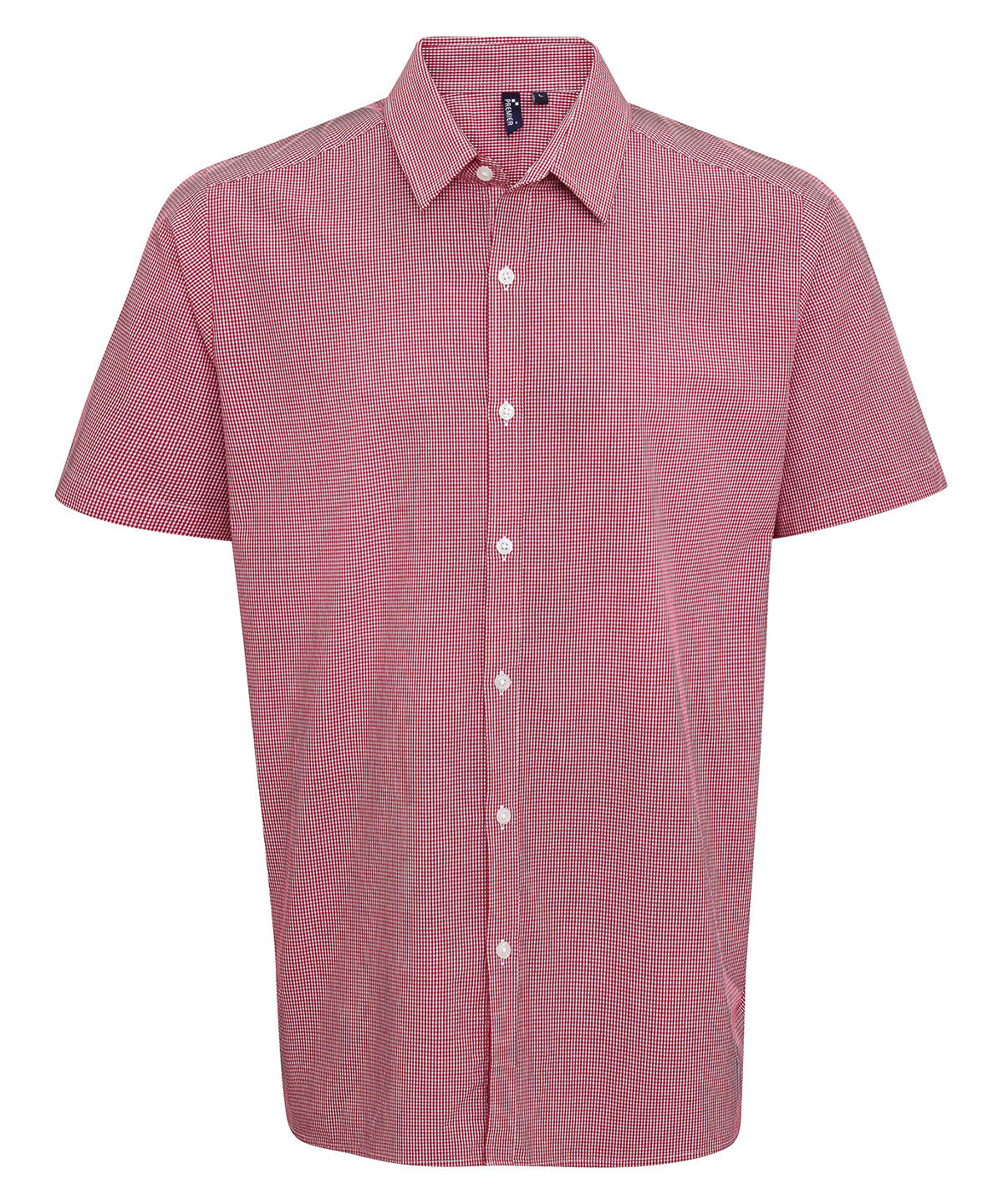 Microcheck (Gingham) short sleeve cotton shirt - Red/White