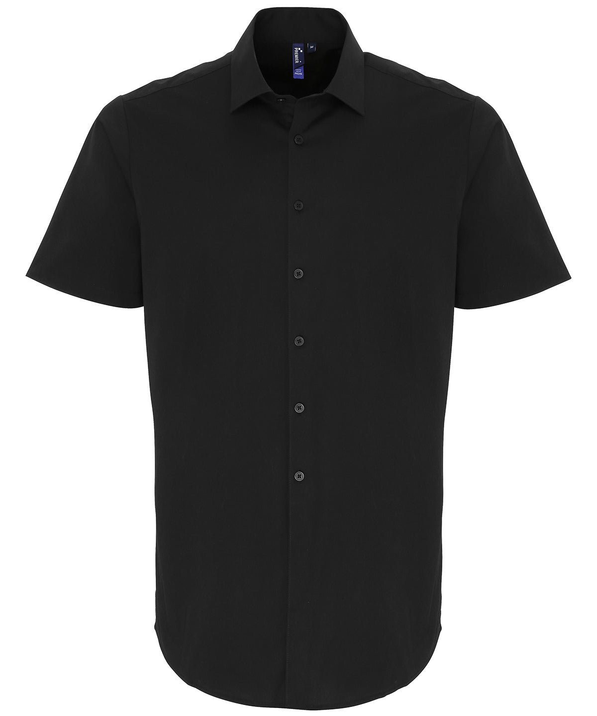 Stretch fit cotton poplin short sleeve shirt - Black