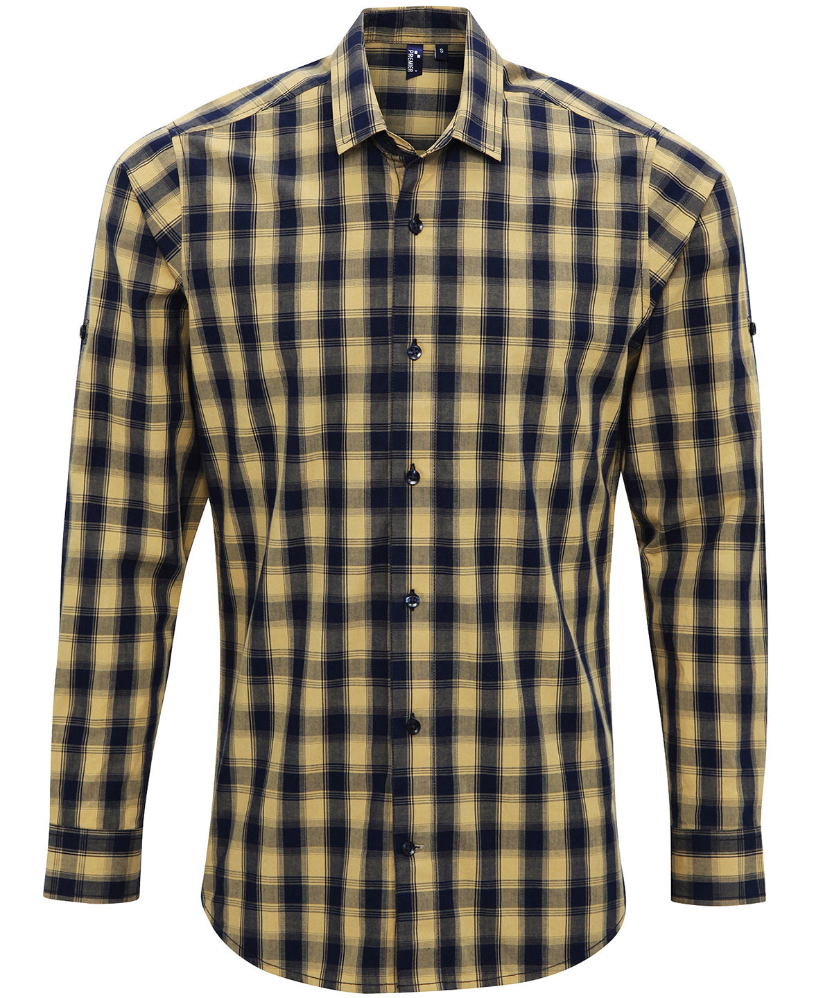 Mulligan check cotton long sleeve shirt - Camel/Navy