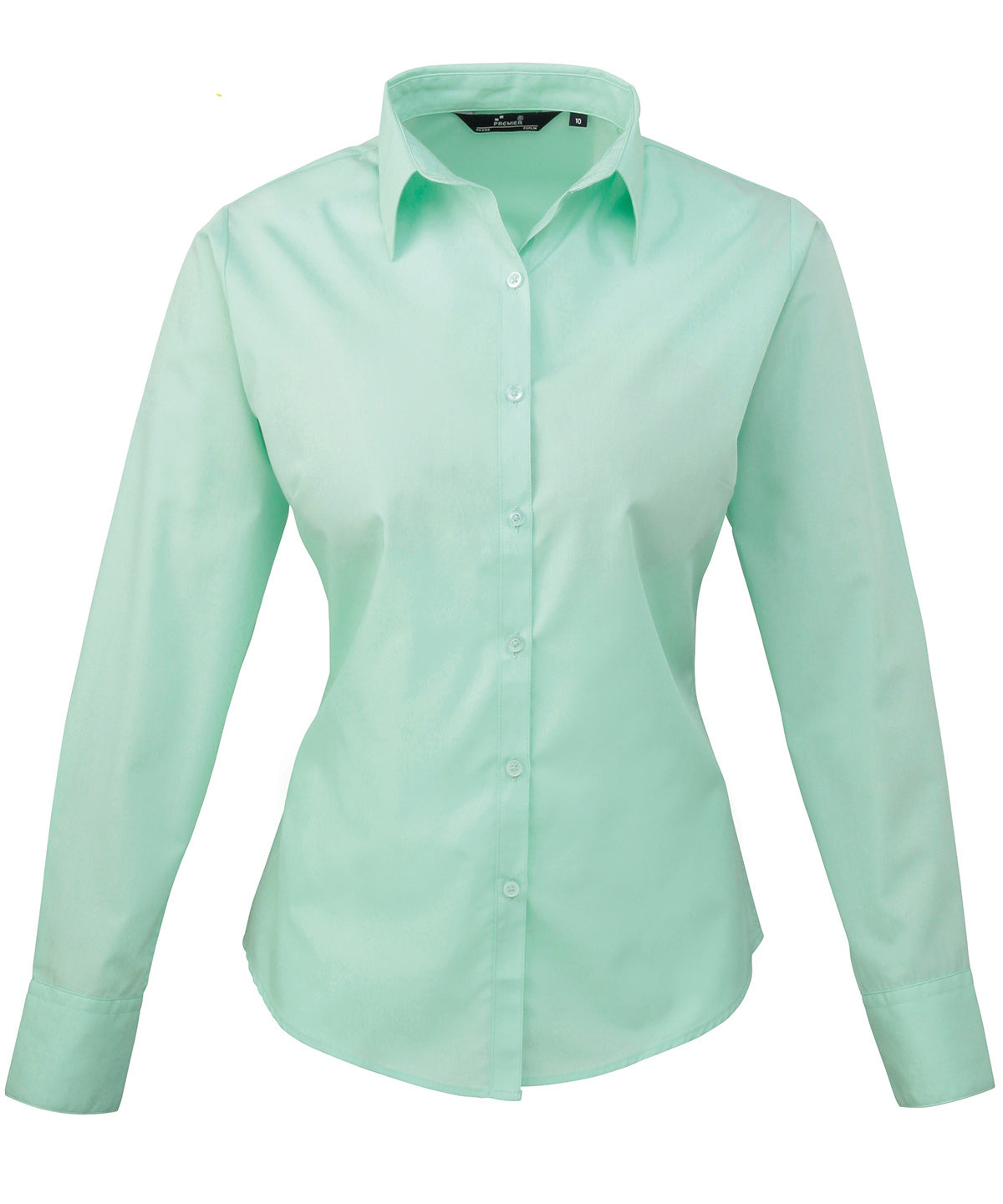 Women's poplin long sleeve blouse - Aqua