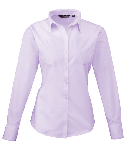 Women's poplin long sleeve blouse - Lilac