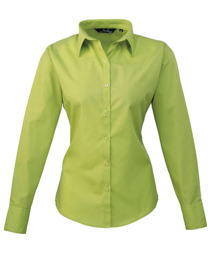 Women's poplin long sleeve blouse - Lime