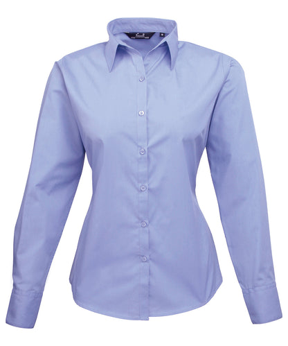 Women's poplin long sleeve blouse - Mid Blue*