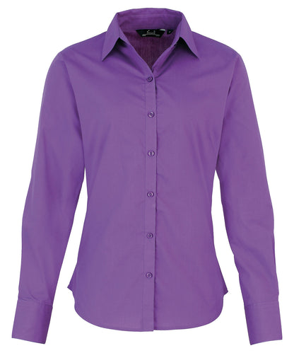 Women's poplin long sleeve blouse - Rich Violet