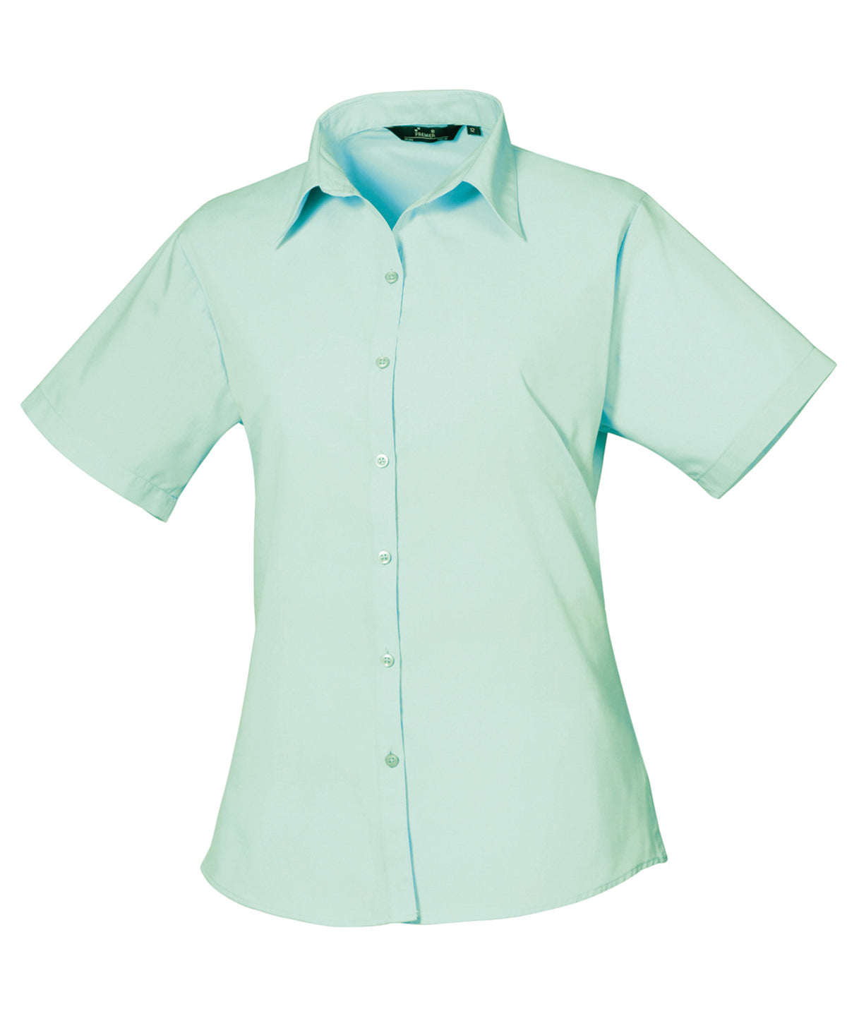 Women's short sleeve poplin blouse - Aqua