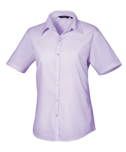 Women's short sleeve poplin blouse - Lilac