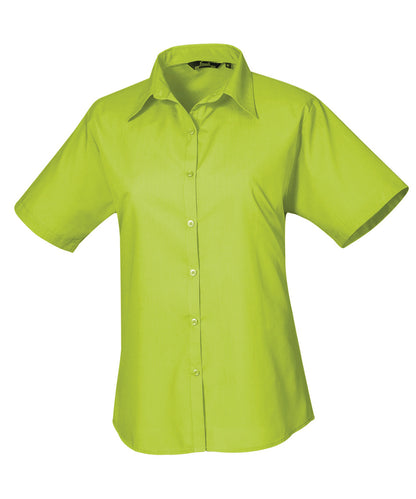 Women's short sleeve poplin blouse - Lime