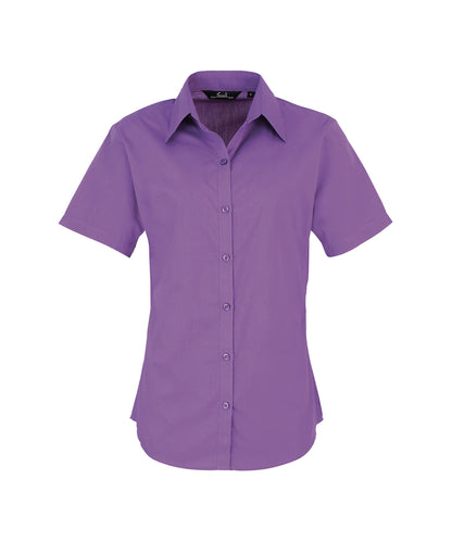 Women's short sleeve poplin blouse - Rich Violet