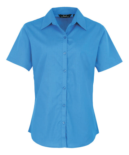 Women's short sleeve poplin blouse - Sapphire