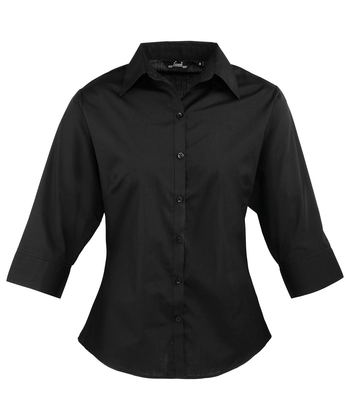 Women's ¾ sleeve poplin blouse - Black