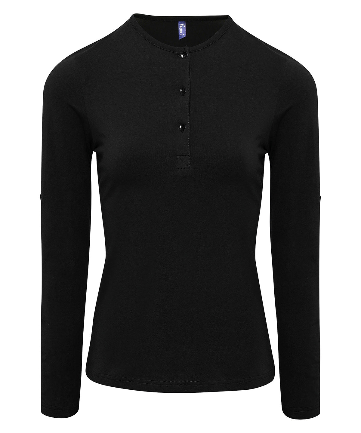 Women's Long John roll-sleeve tee - Black