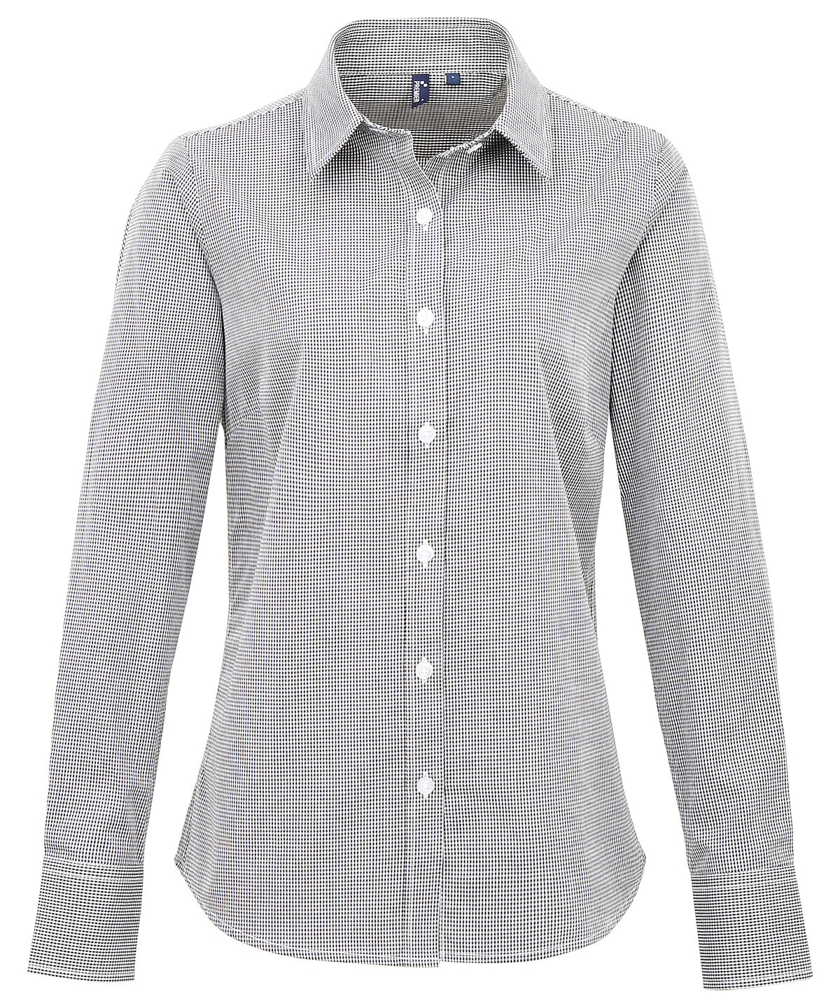 Women's Microcheck (Gingham) long sleeve cotton shirt - Black/White