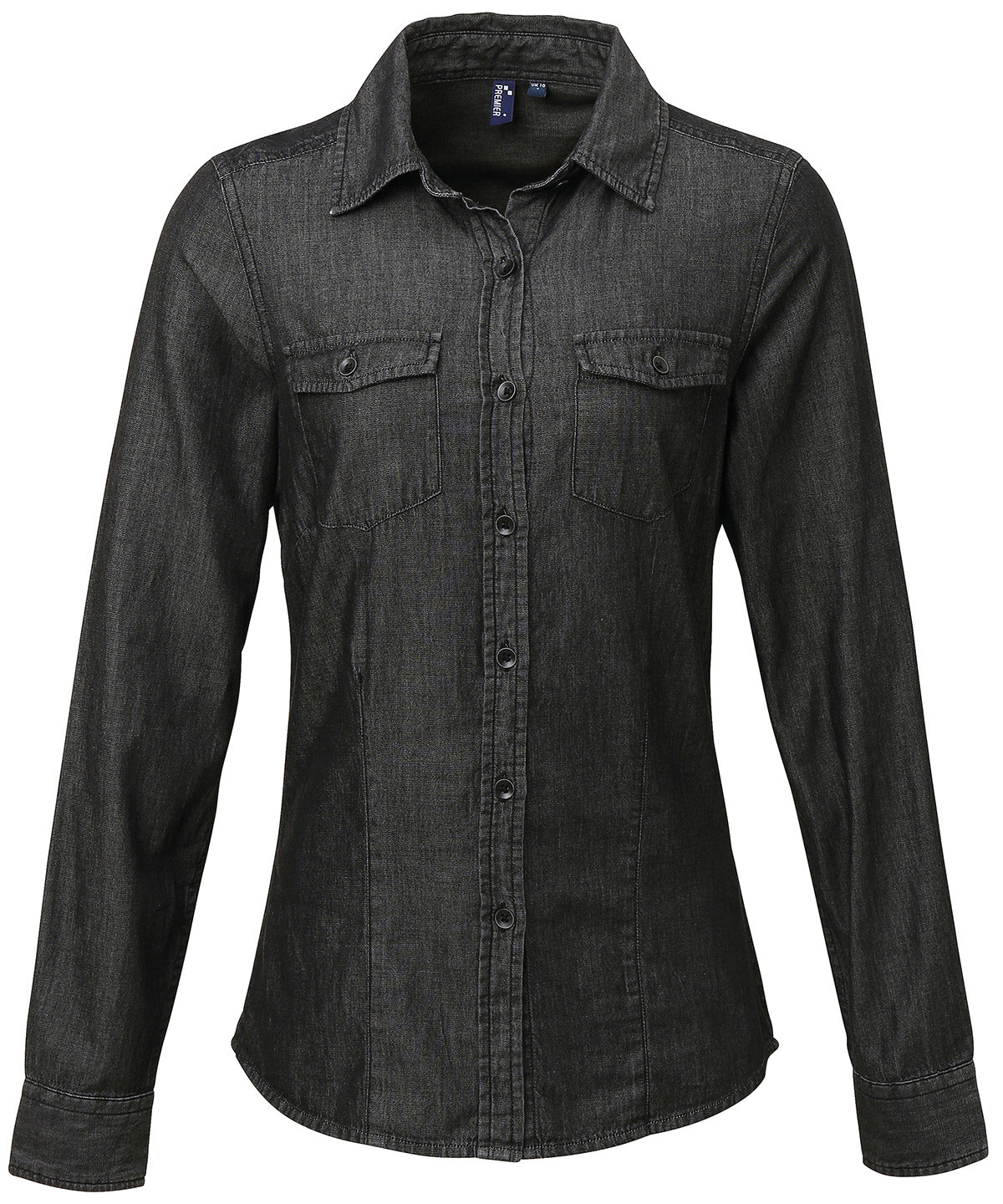 Women's jeans stitch denim shirt - Black Denim