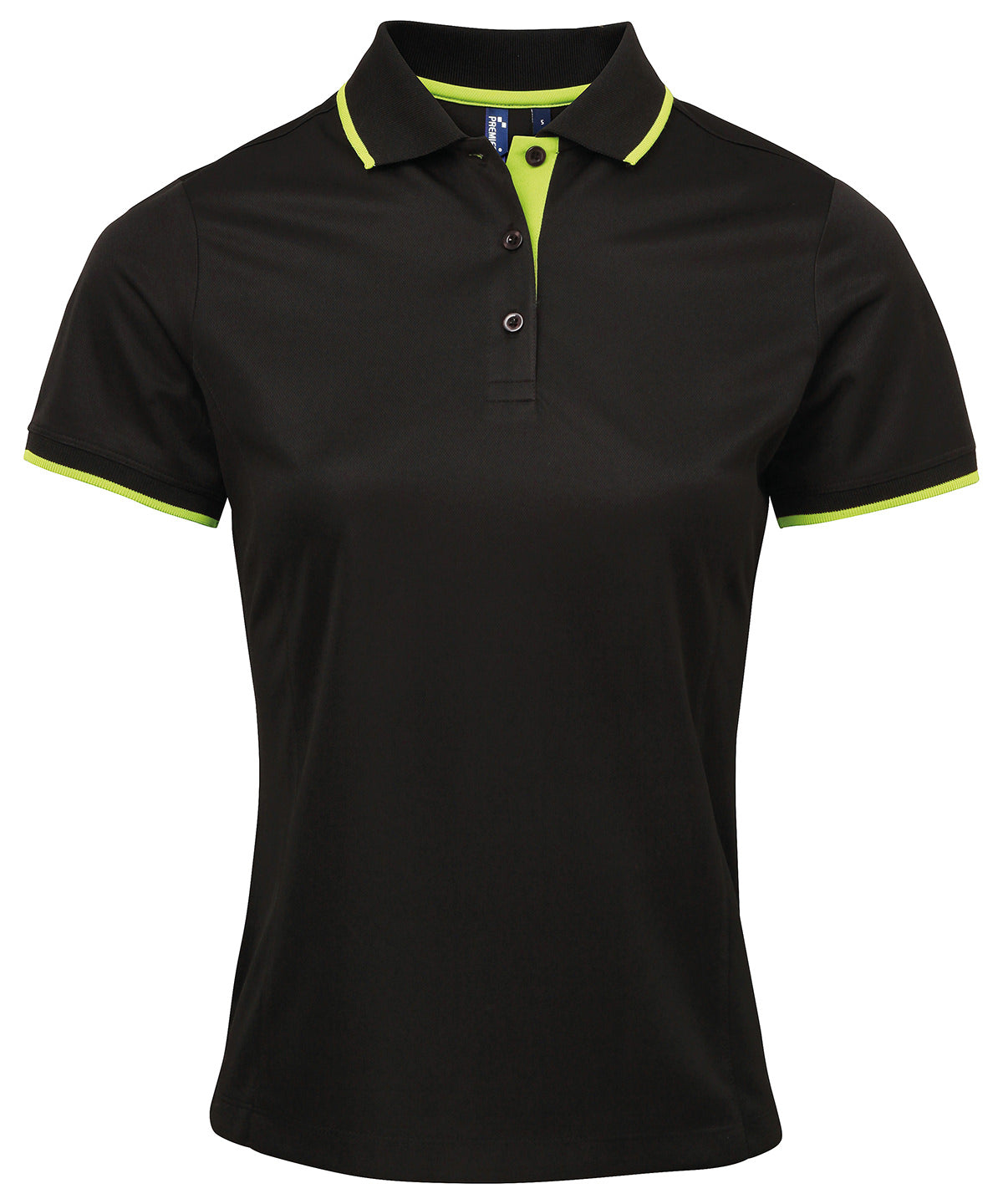 Women's contrast Coolchecker® polo - Black/Lime