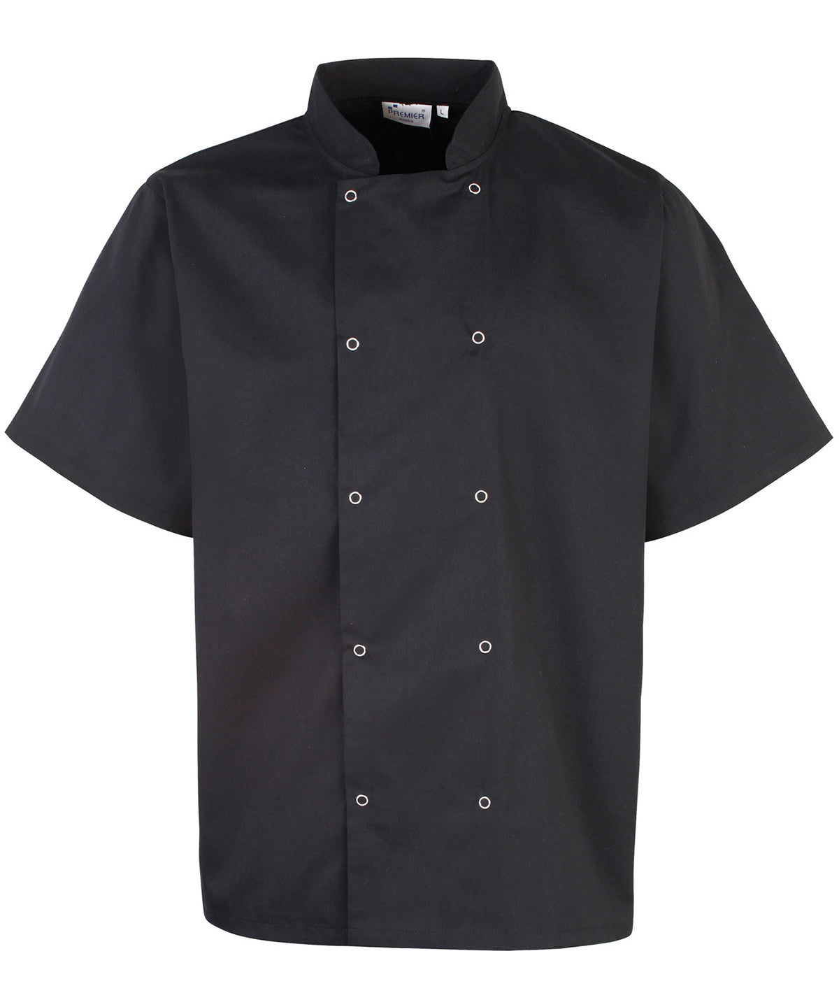 Studded front short sleeve chef's jacket - Black