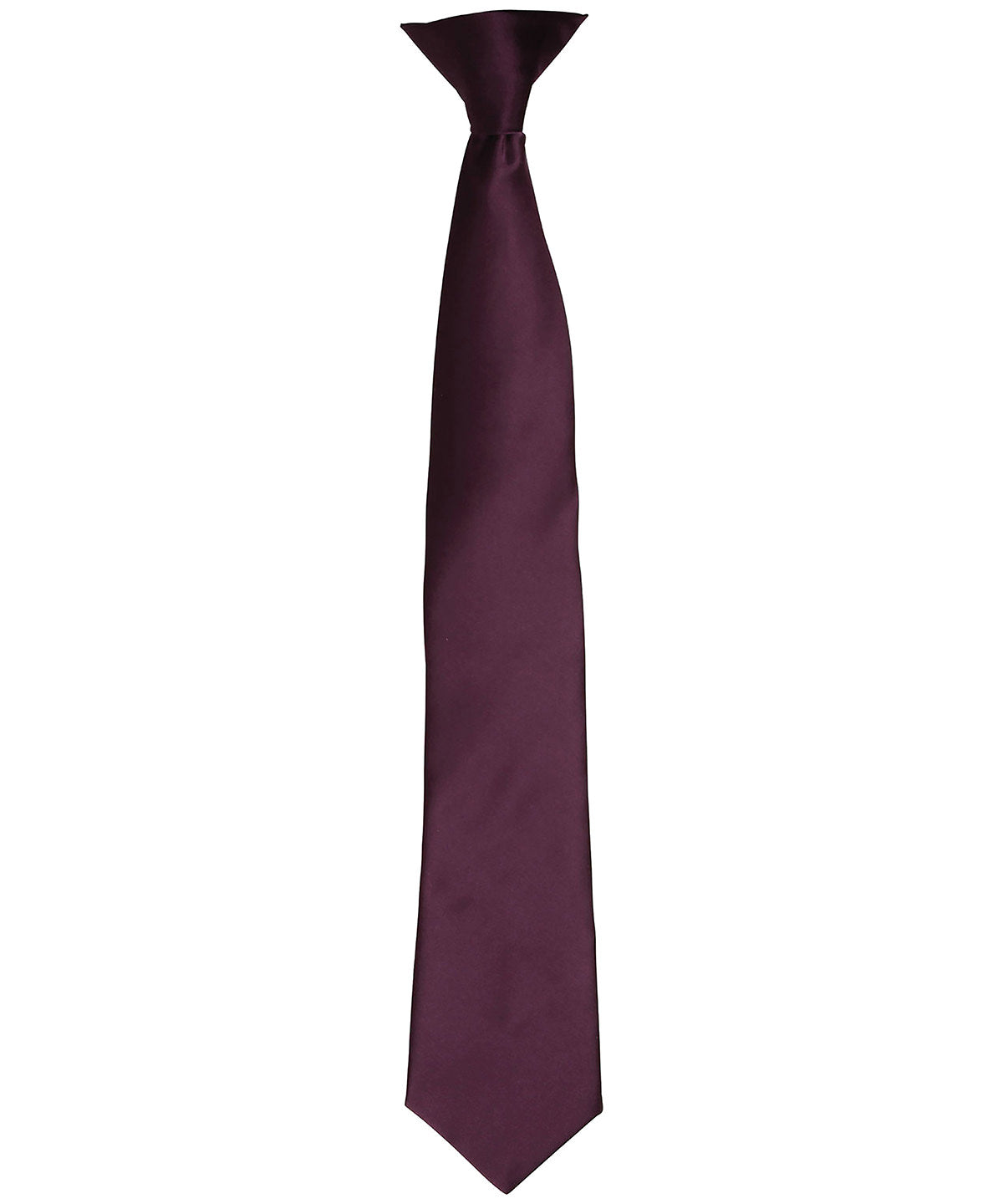 'Colours' satin clip tie - Aubergine